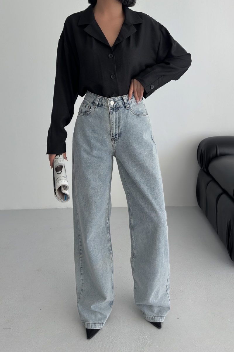 Jean large taille haute