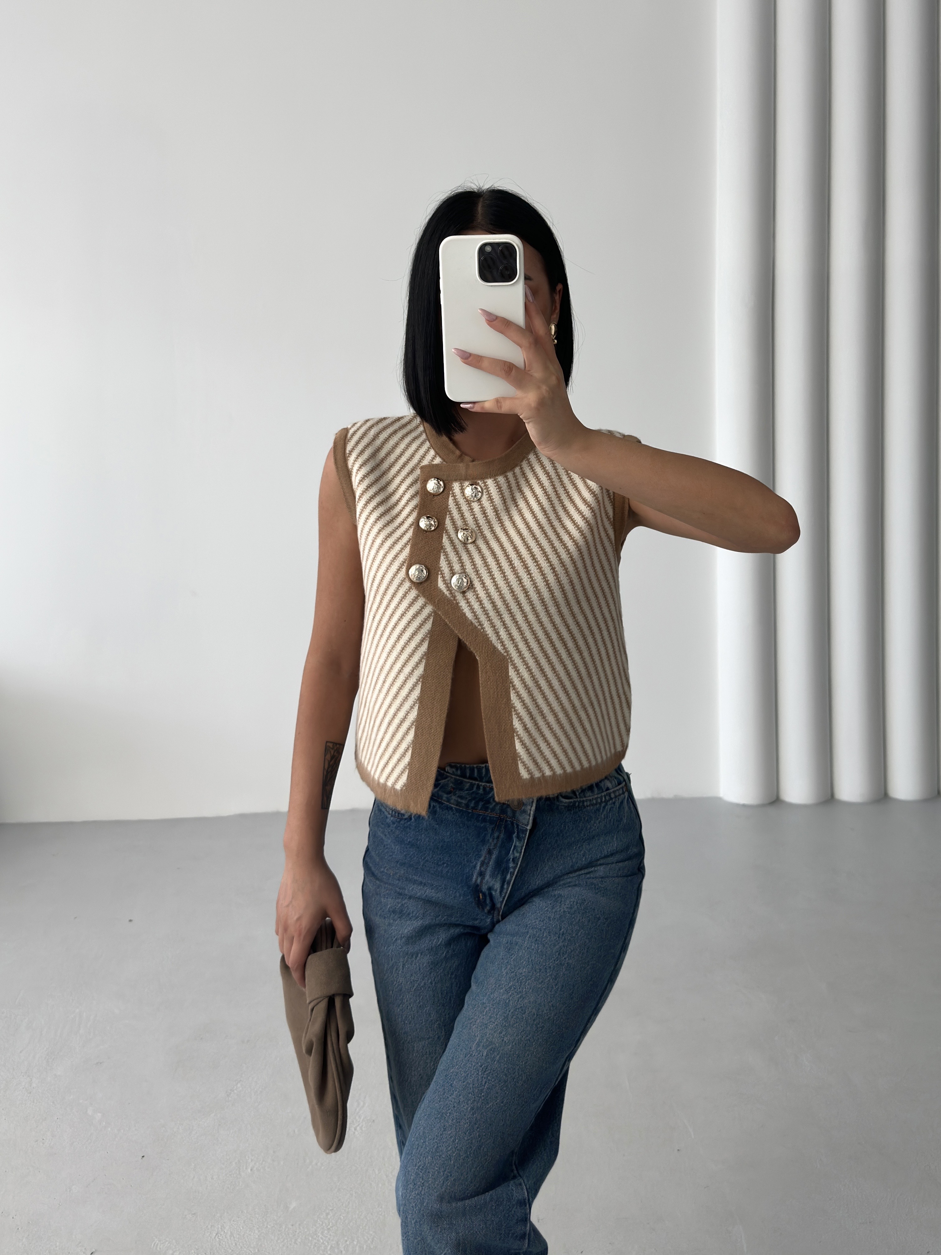 Gilet sans manches rayé