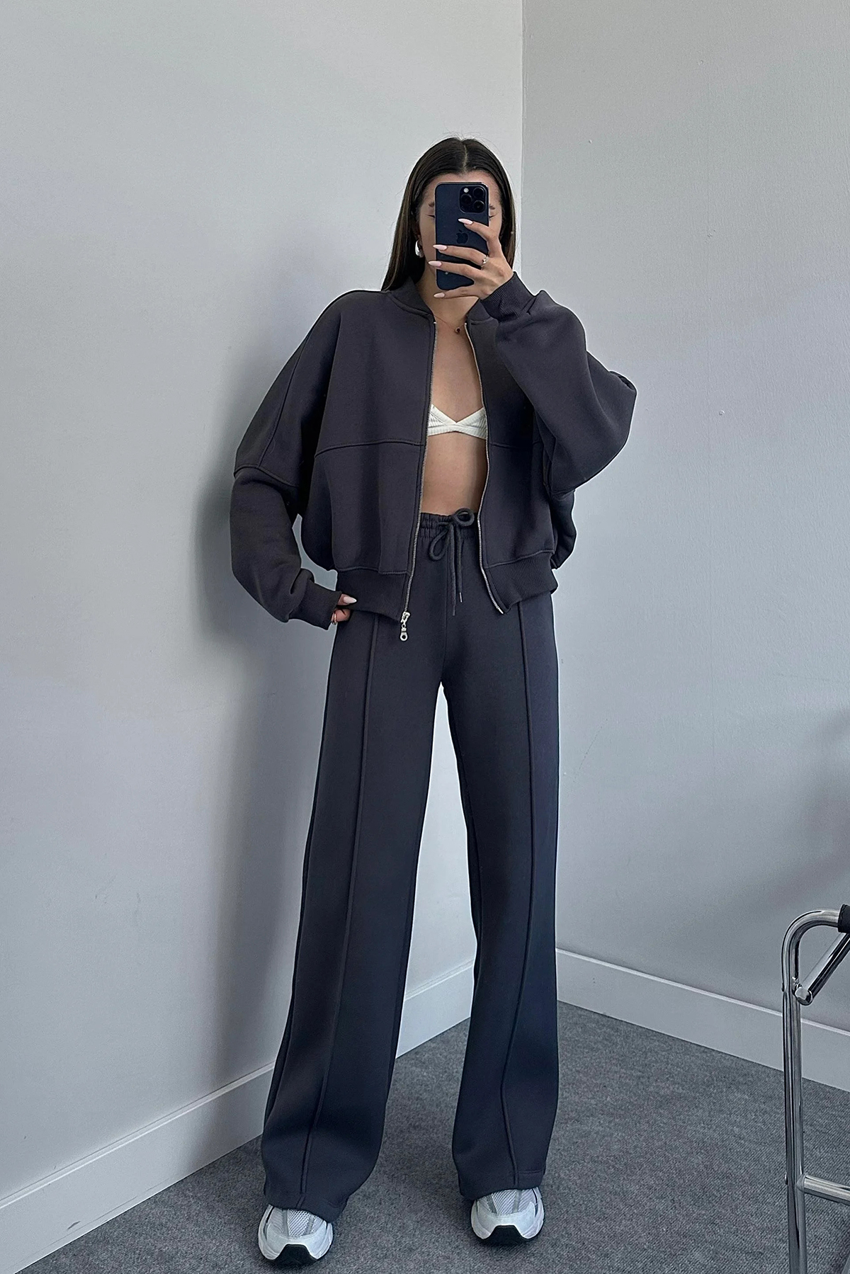 Ensemble sportswear gris bleuté