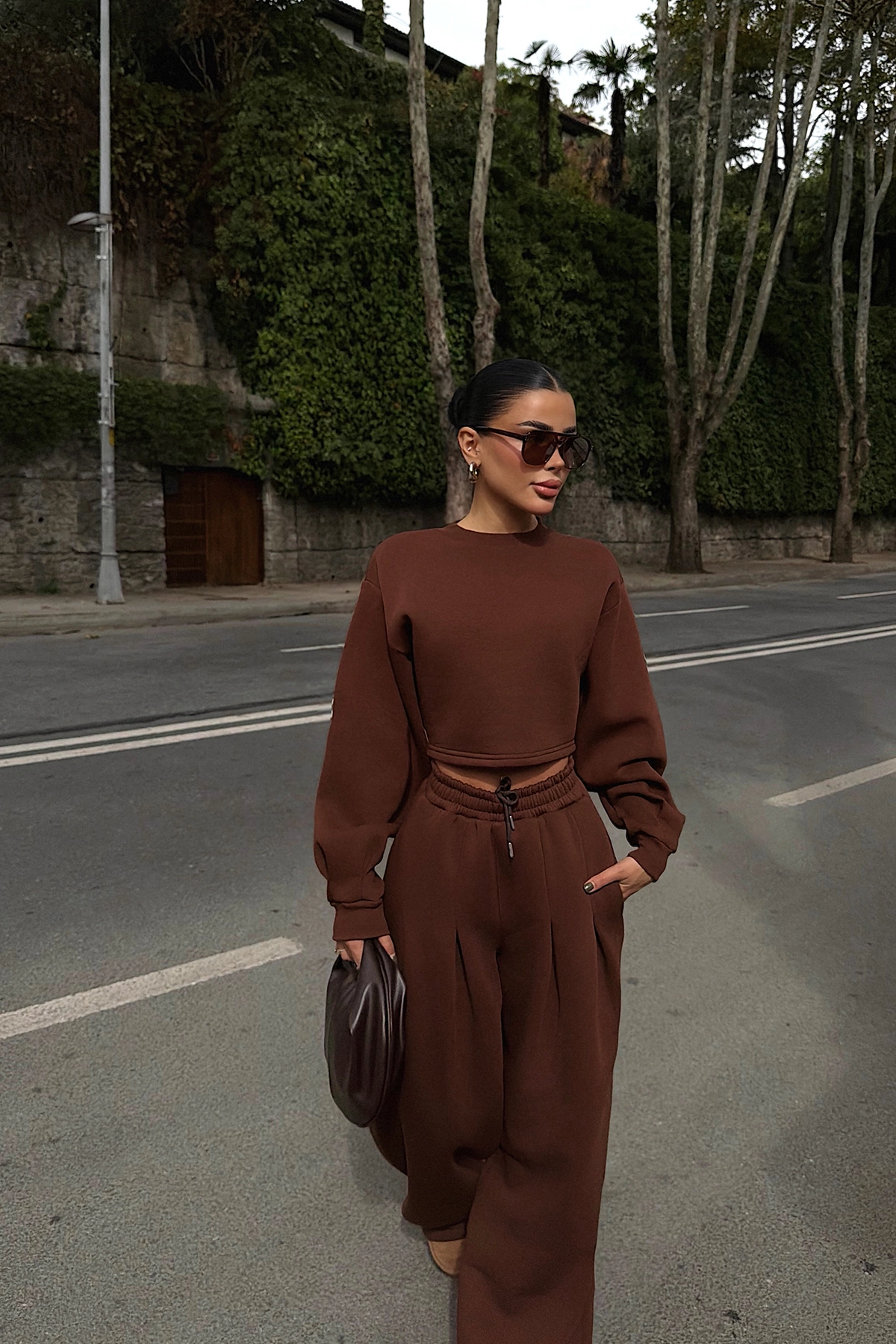 Ensemble sportswear marron 