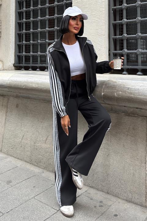 Ensemble survêtement noir à bandes