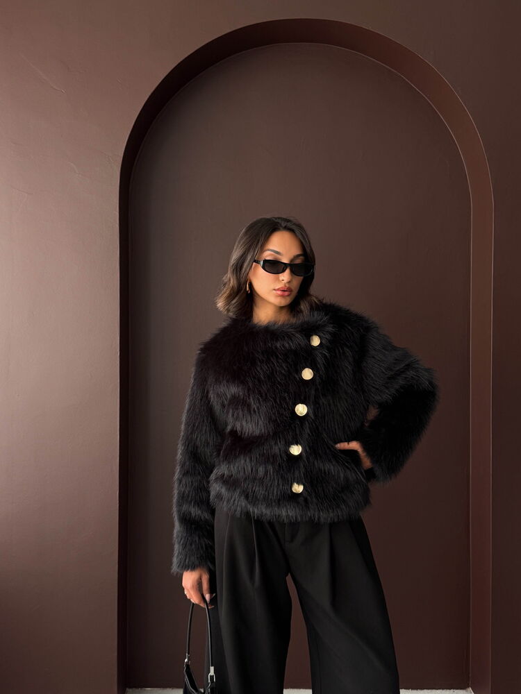 Veste en fausse fourrure noire