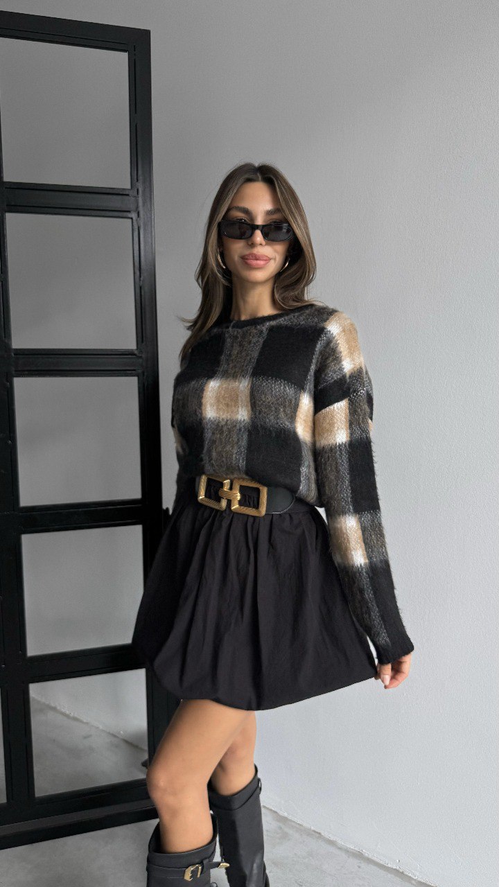 Pull à carreaux doux