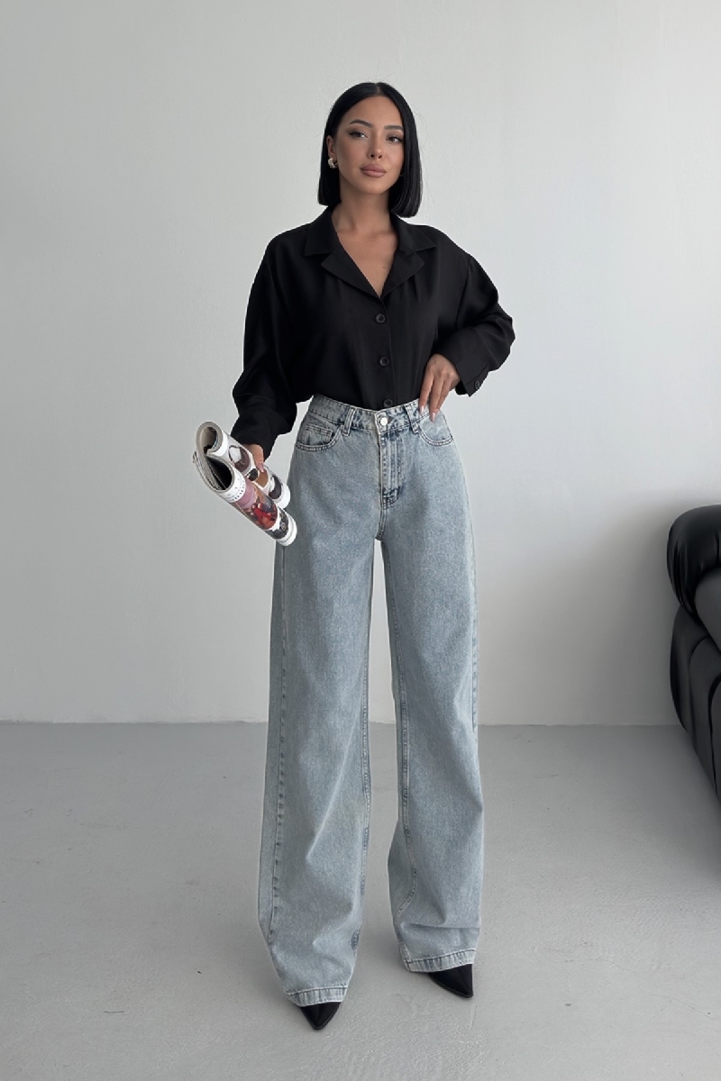 Jean large taille haute