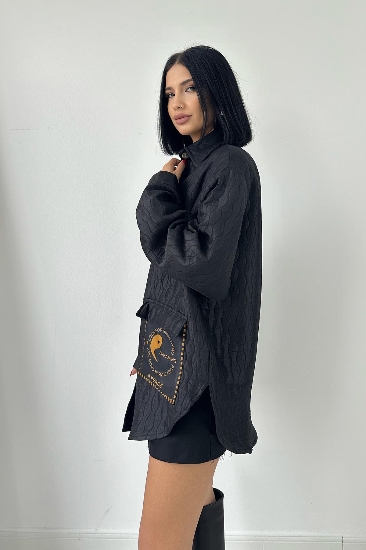 Chemise oversize noire