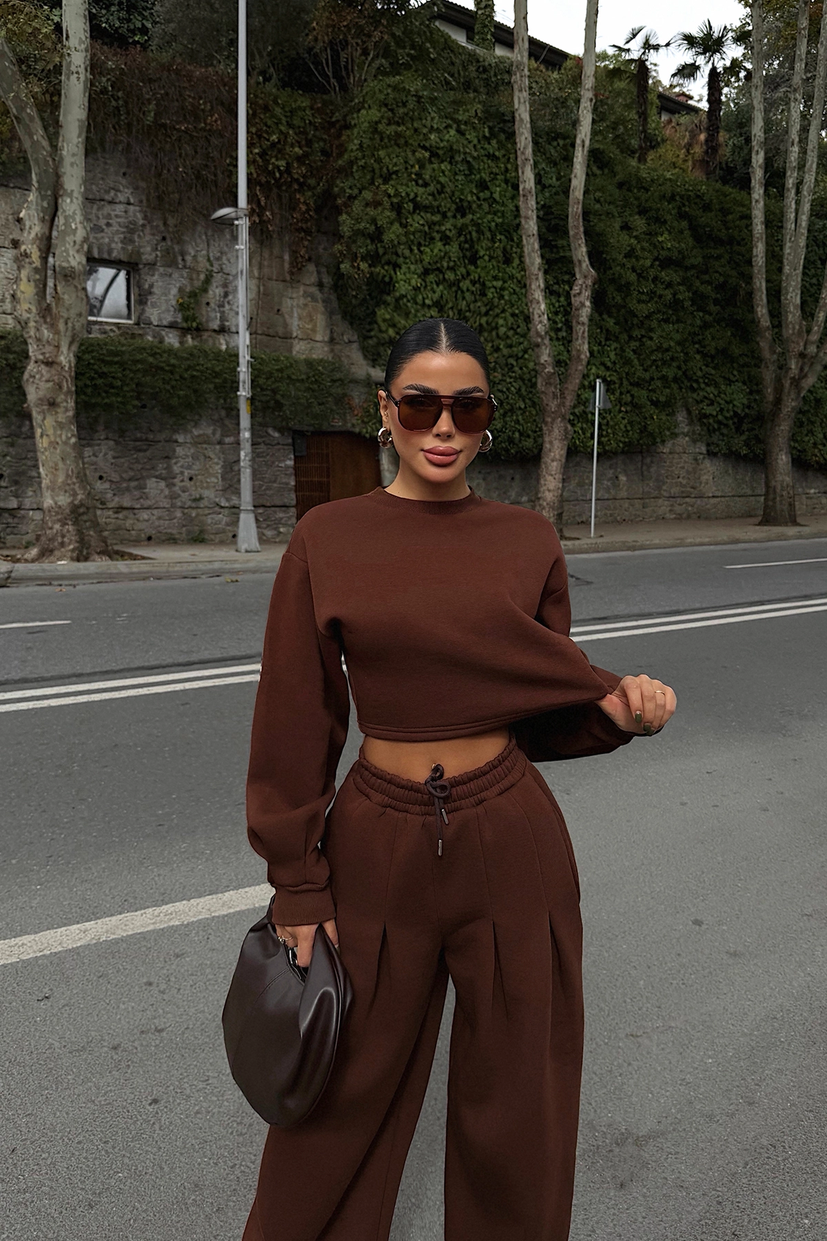 Ensemble sportswear marron 