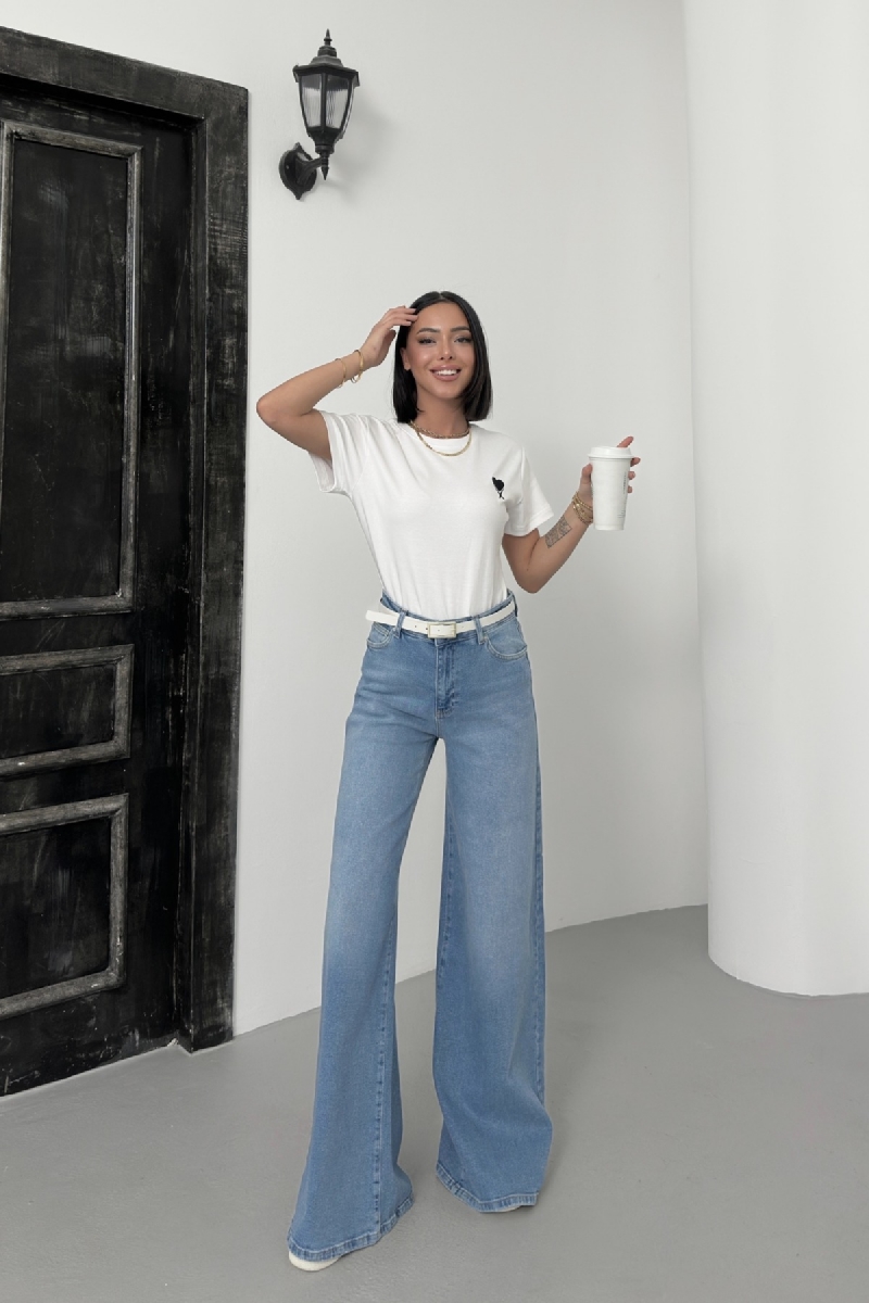 Jean large taille haute