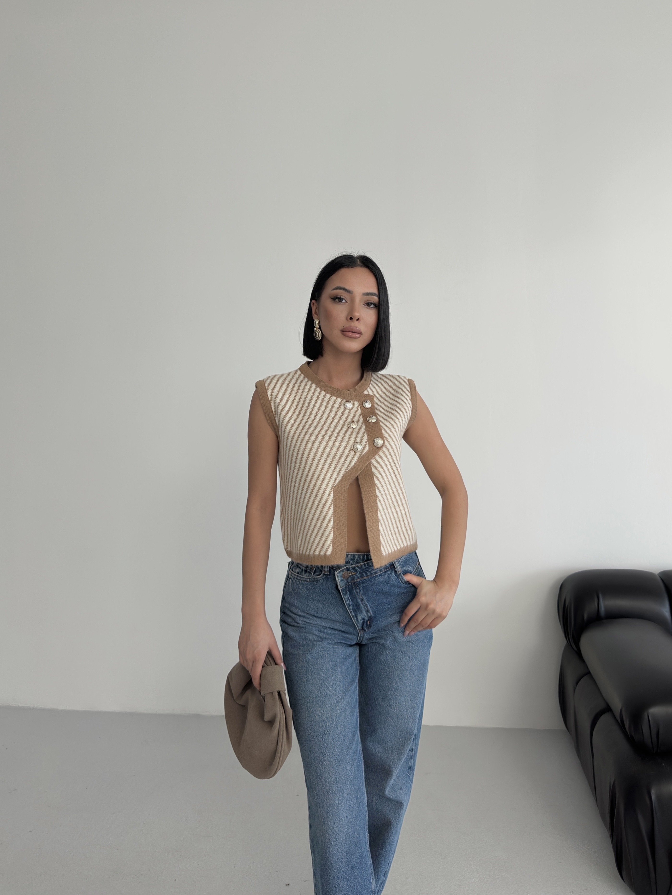 Gilet sans manches rayé