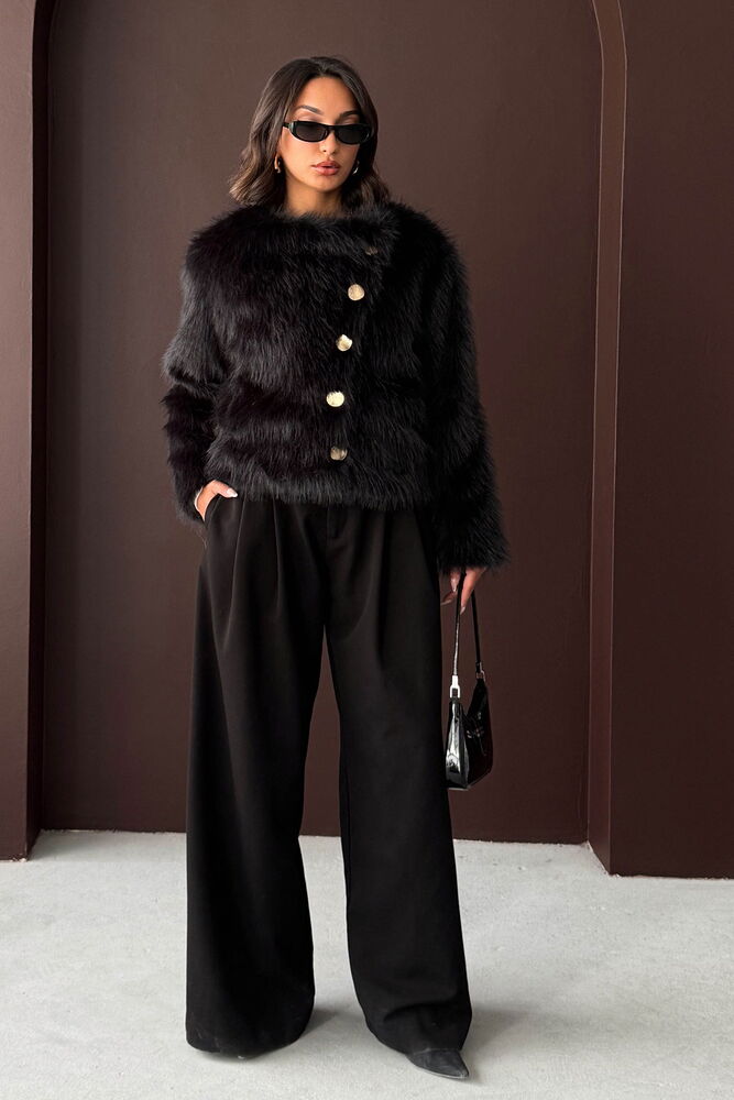 Veste en fausse fourrure noire