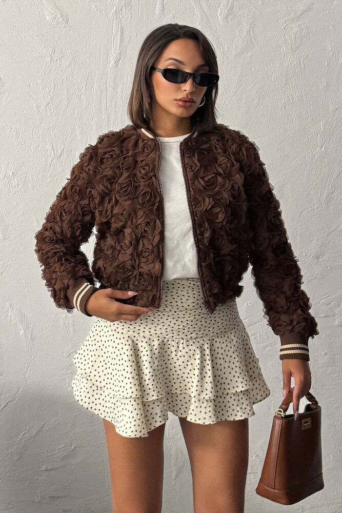 Veste à fleurs marron