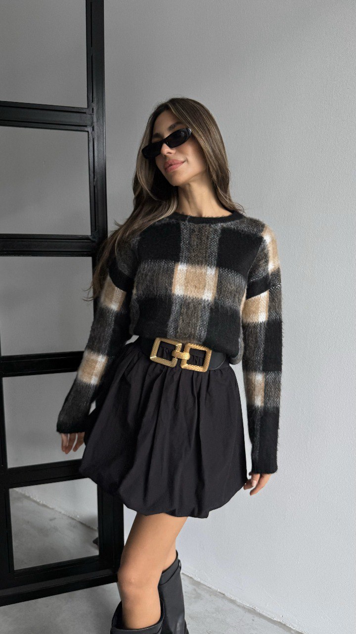 Pull à carreaux doux