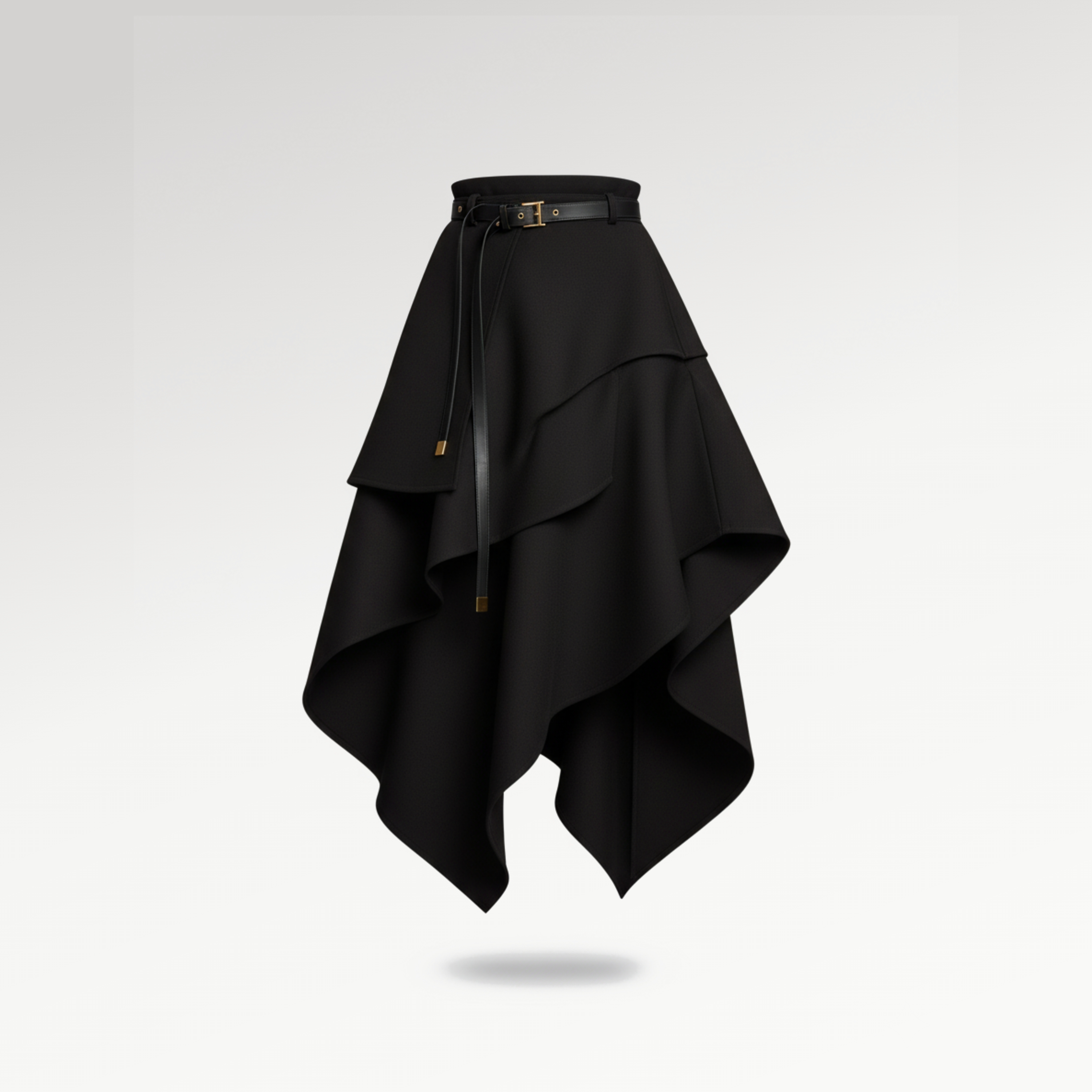 Asymmetrical Black Layered Skirt