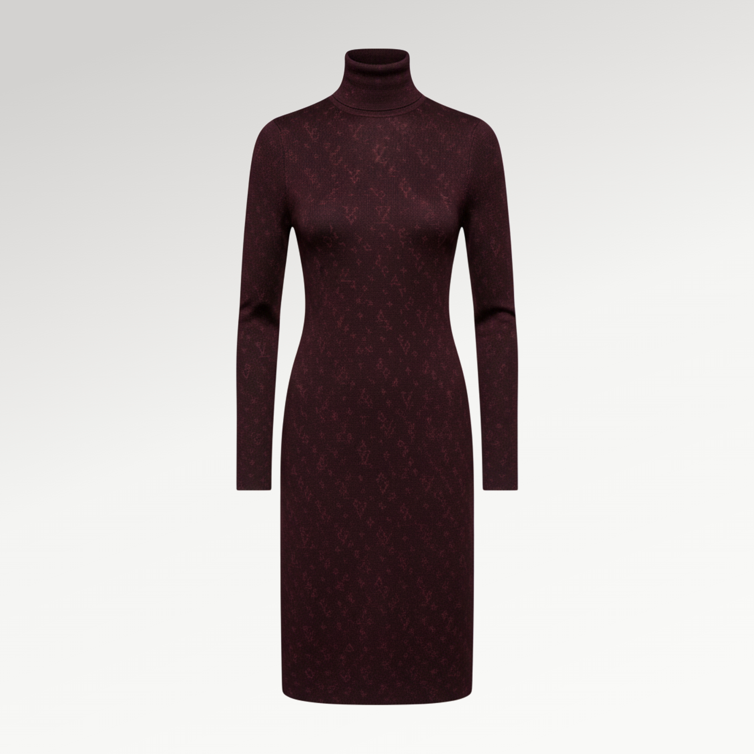 Burgundy Turtleneck Long Sleeve Dress