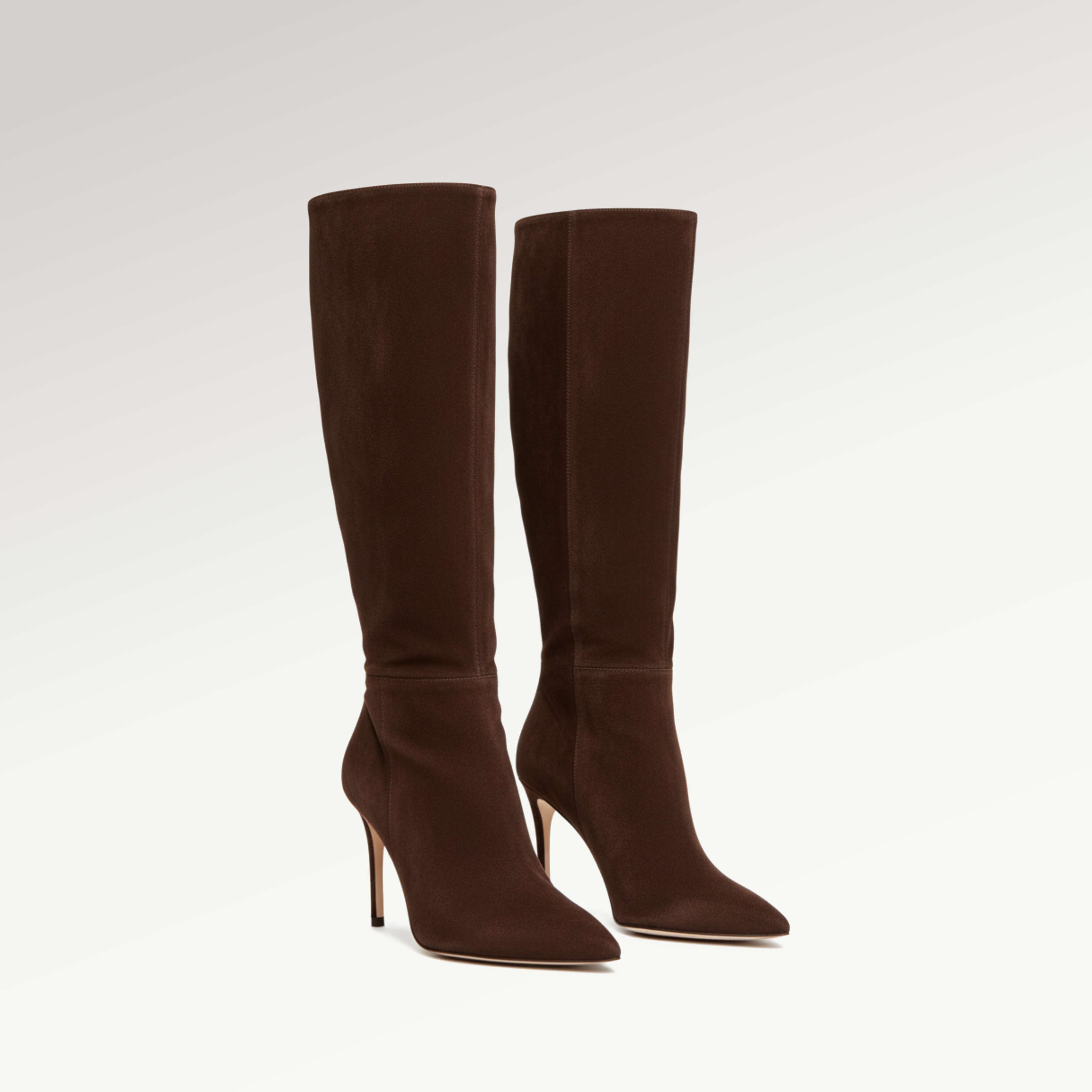 Brown High-Heeled Knee Boots