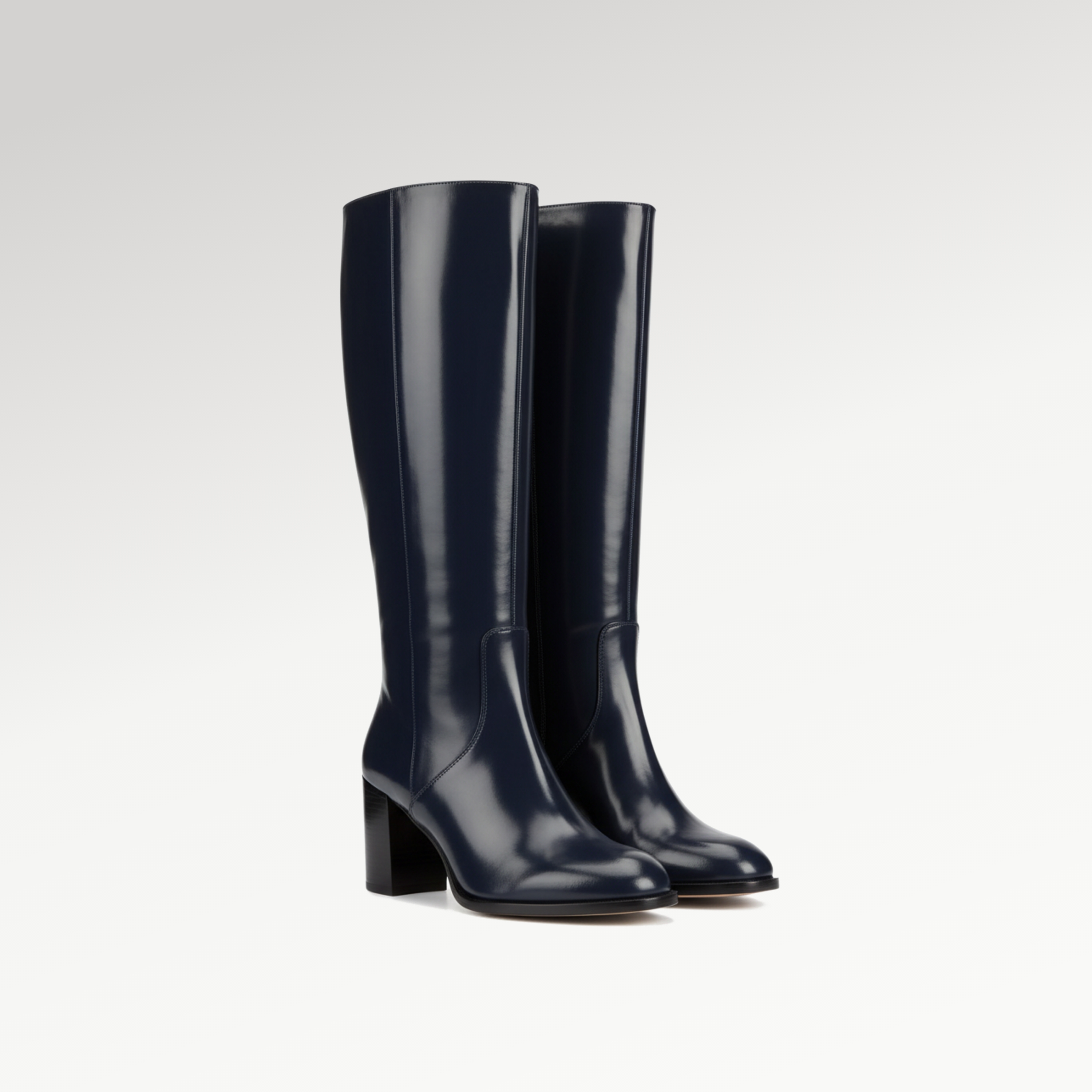 Navy Blue Knee-High Boots