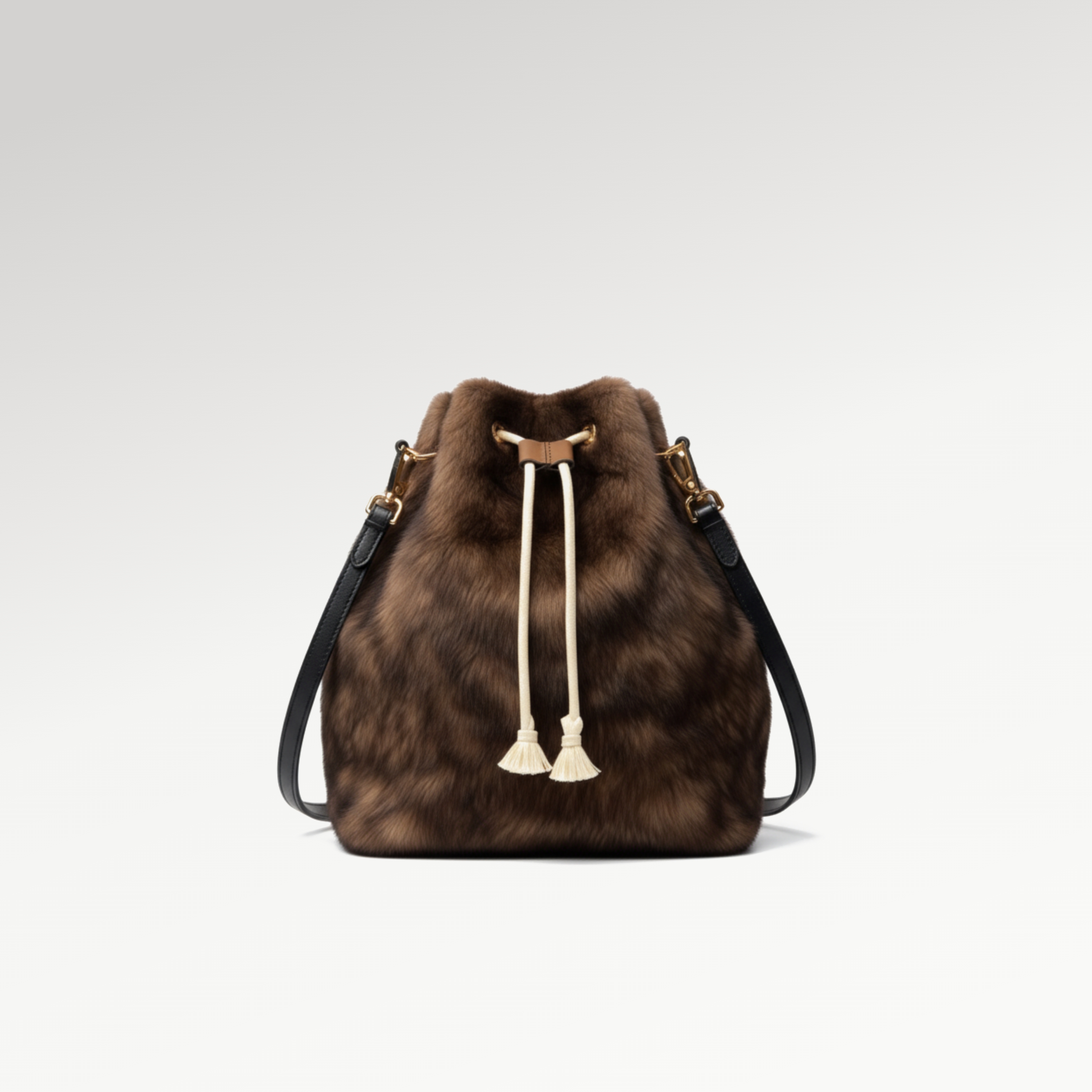 Faux Fur Drawstring Bucket Bag