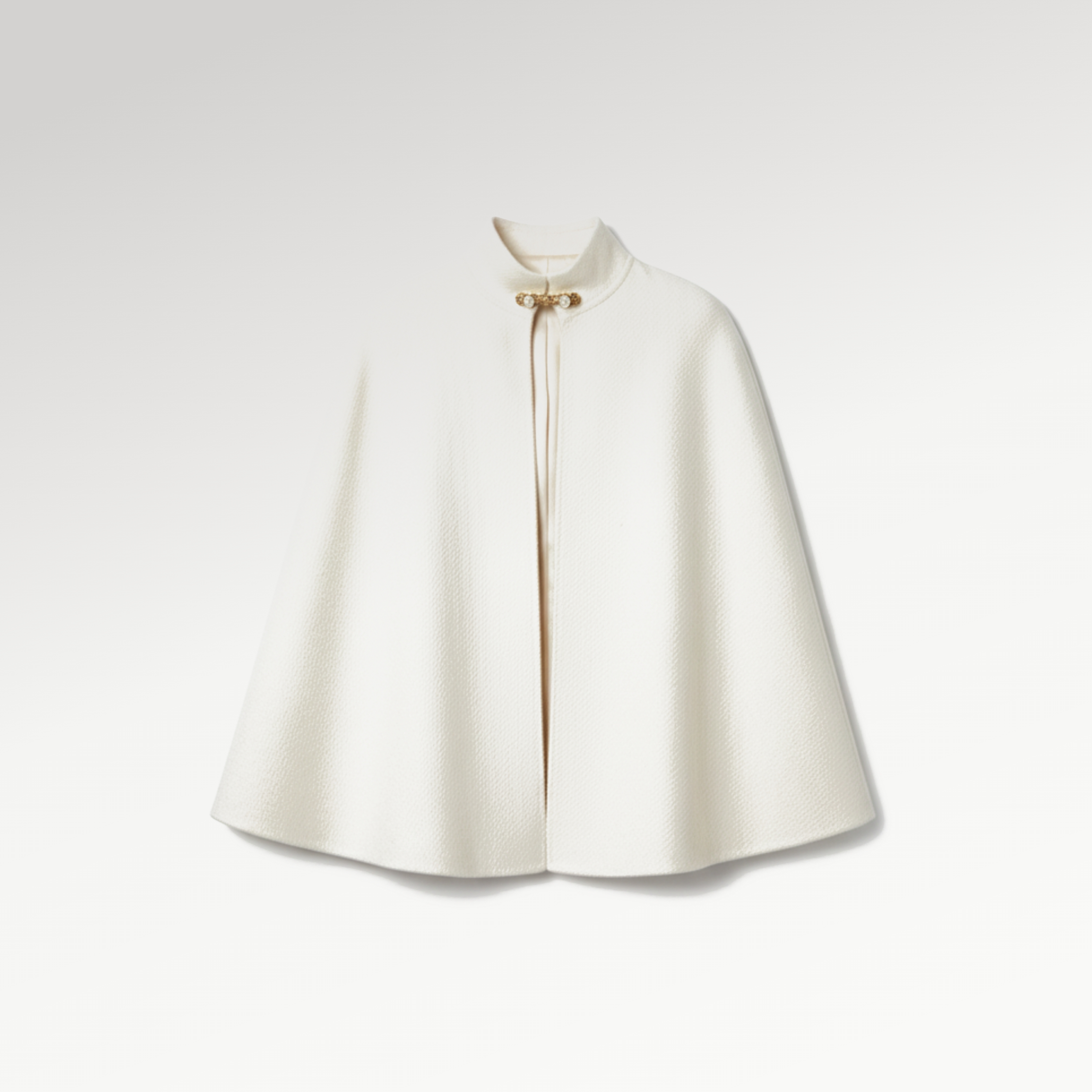 Elegant White Wool Cape