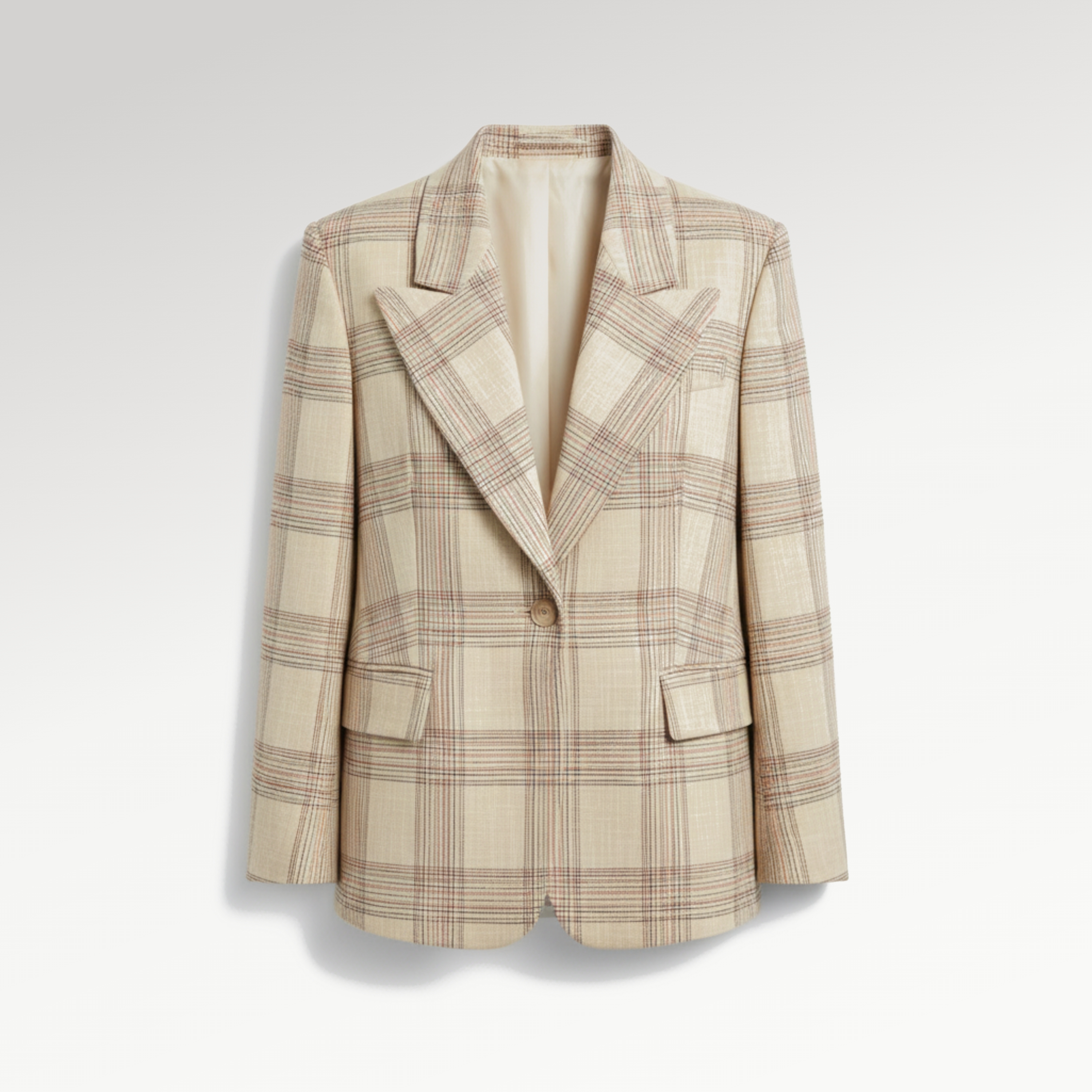 Beige Checked Blazer
