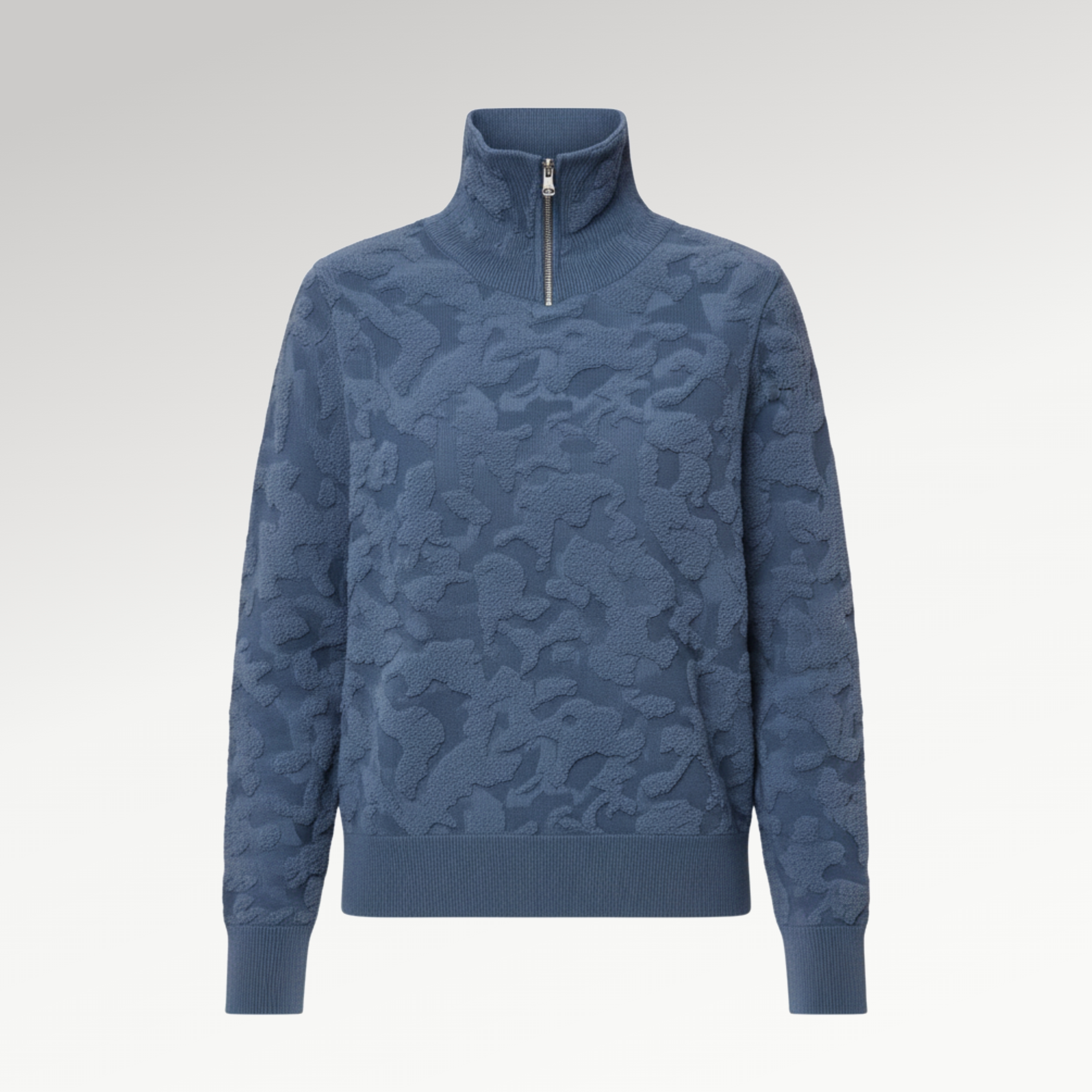 Blue Camouflage Zip-Up Sweater