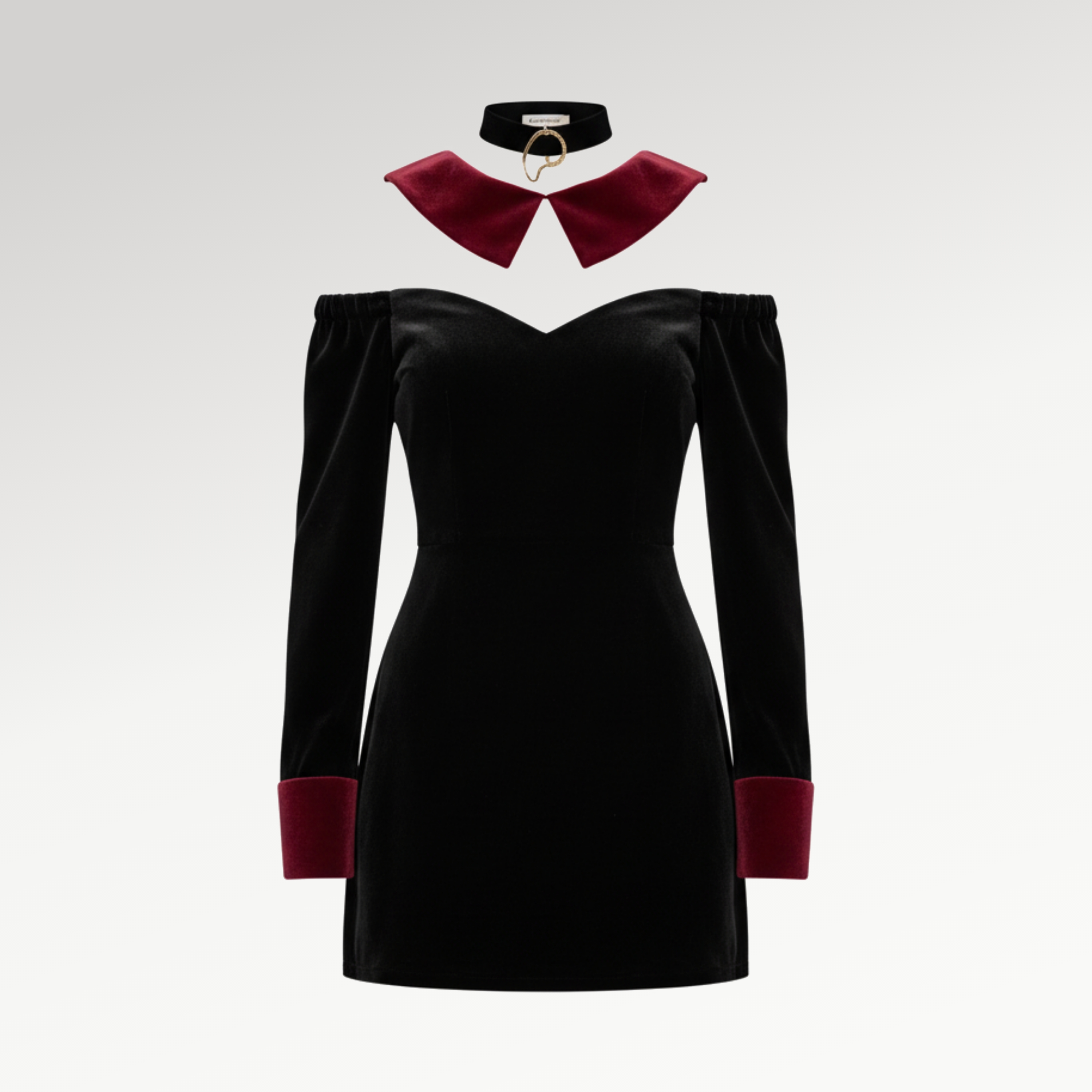 Elegant Black Velvet Off-Shoulder Dress