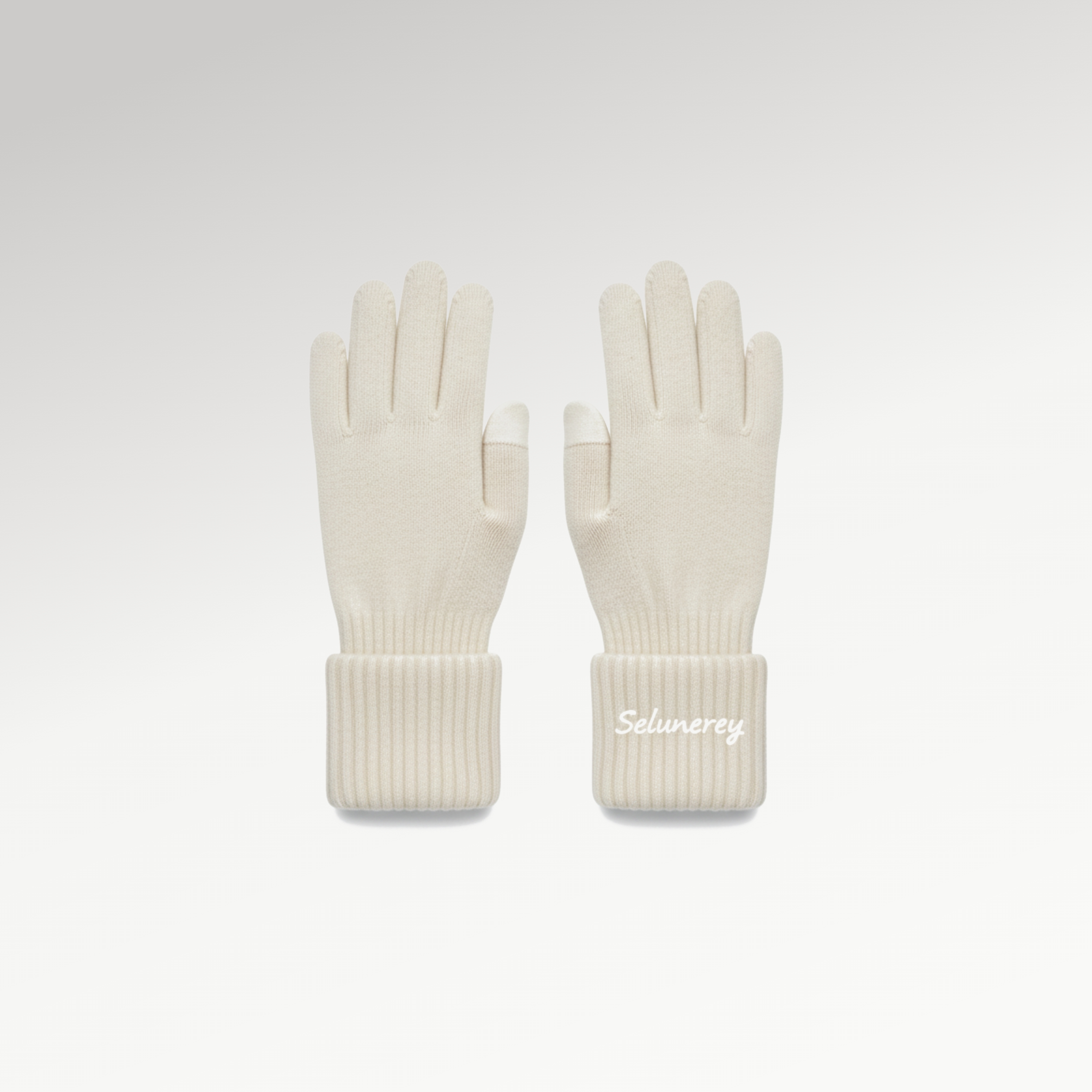 Selunsrey White Knitted Gloves