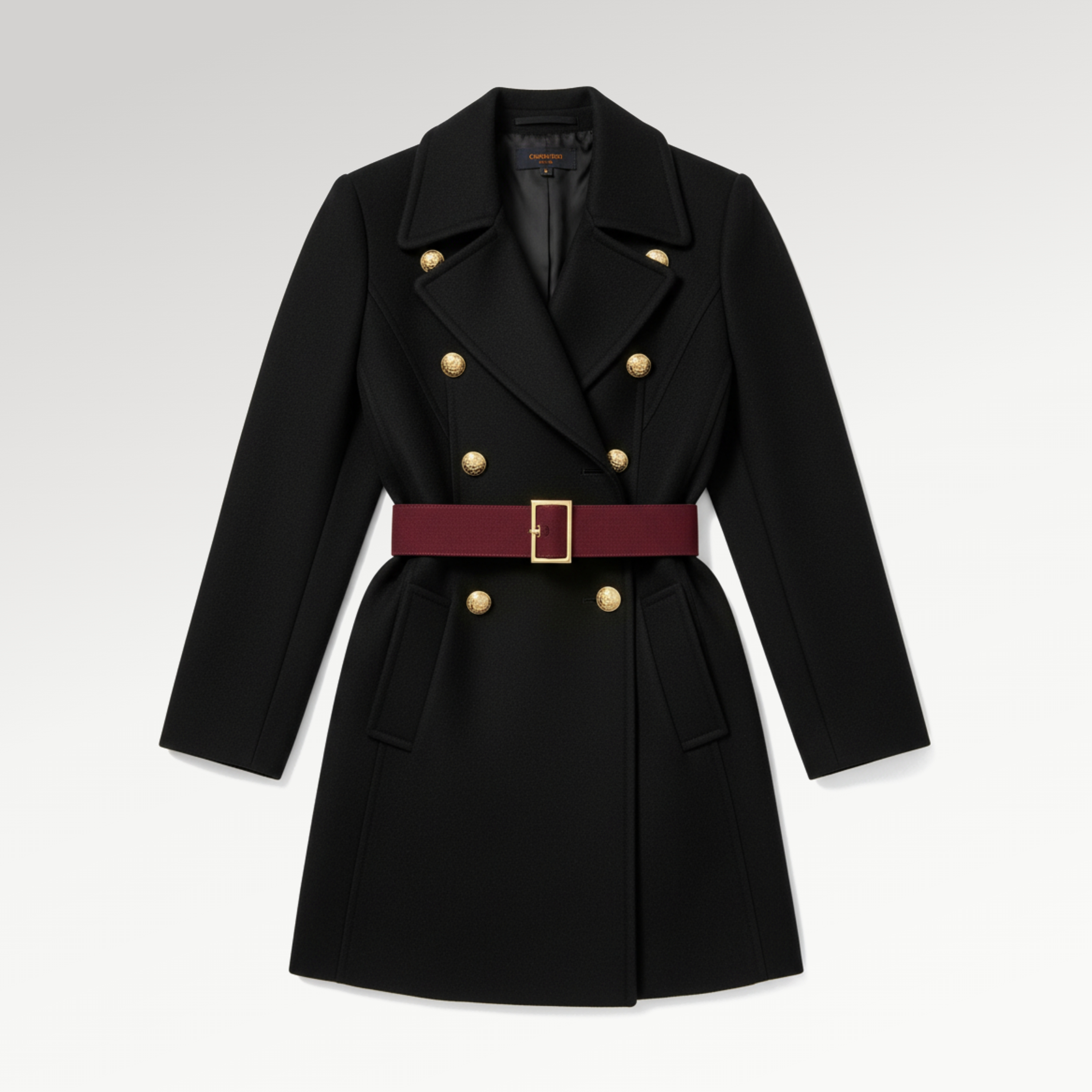 Elegant Black Double-Breasted Coat