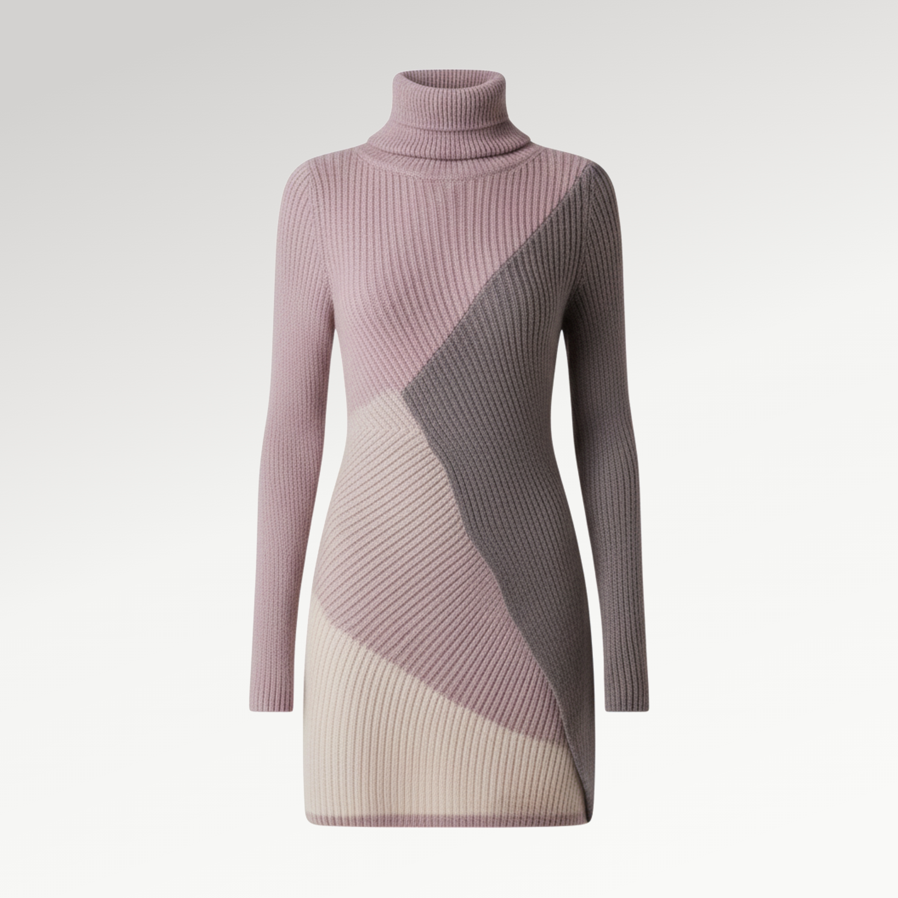 Colorblock Turtleneck Sweater Dress