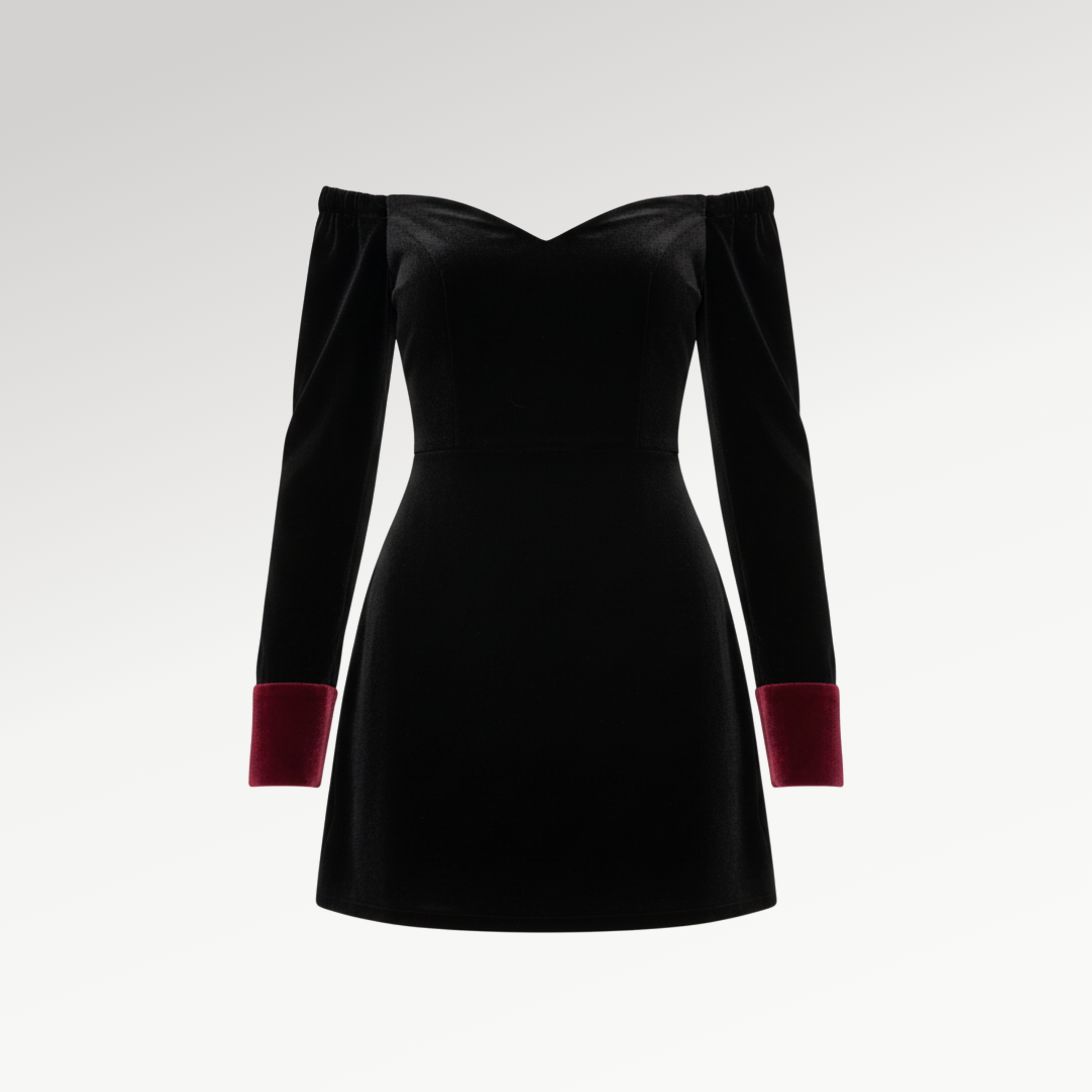 Elegant Black Velvet Off-Shoulder Dress