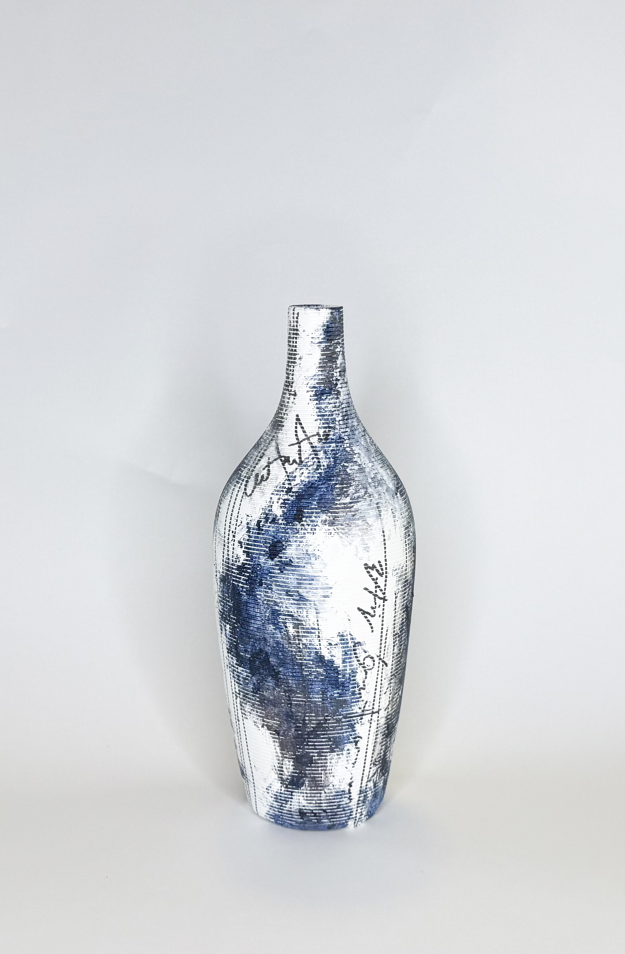 "Jarrón Rayas Azul"