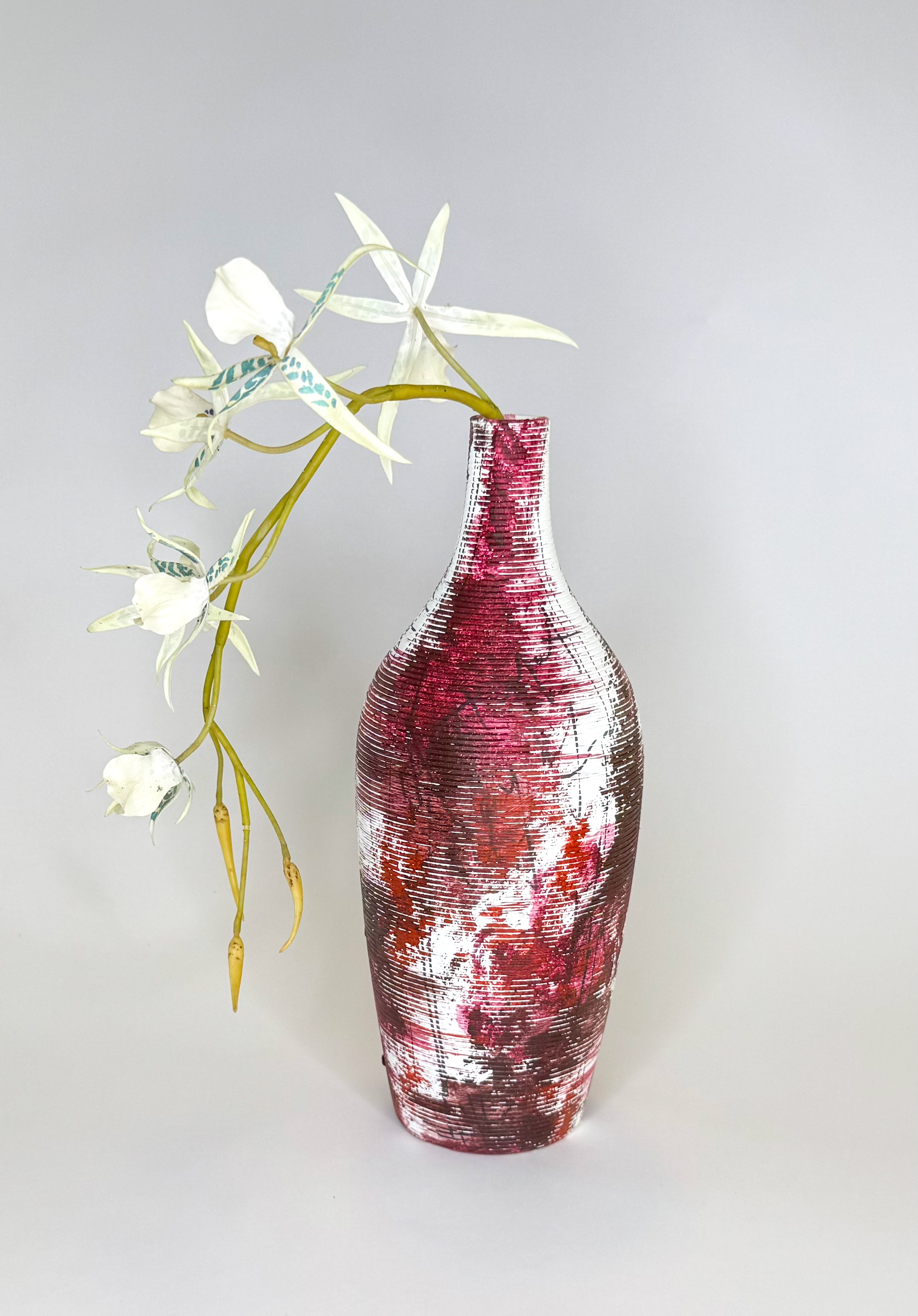 "Jarrón Rayas Rojo"