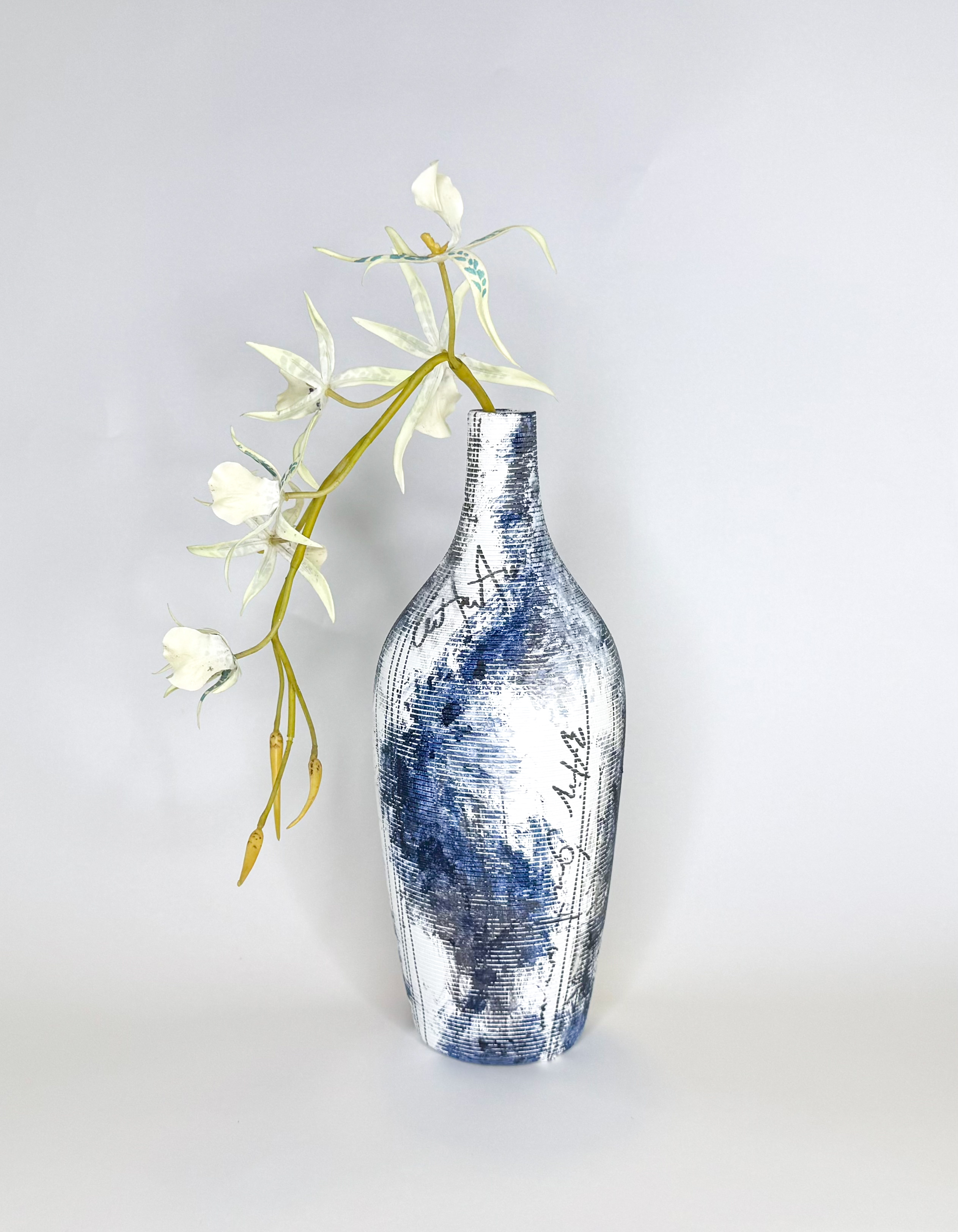 "Jarrón Rayas Azul"