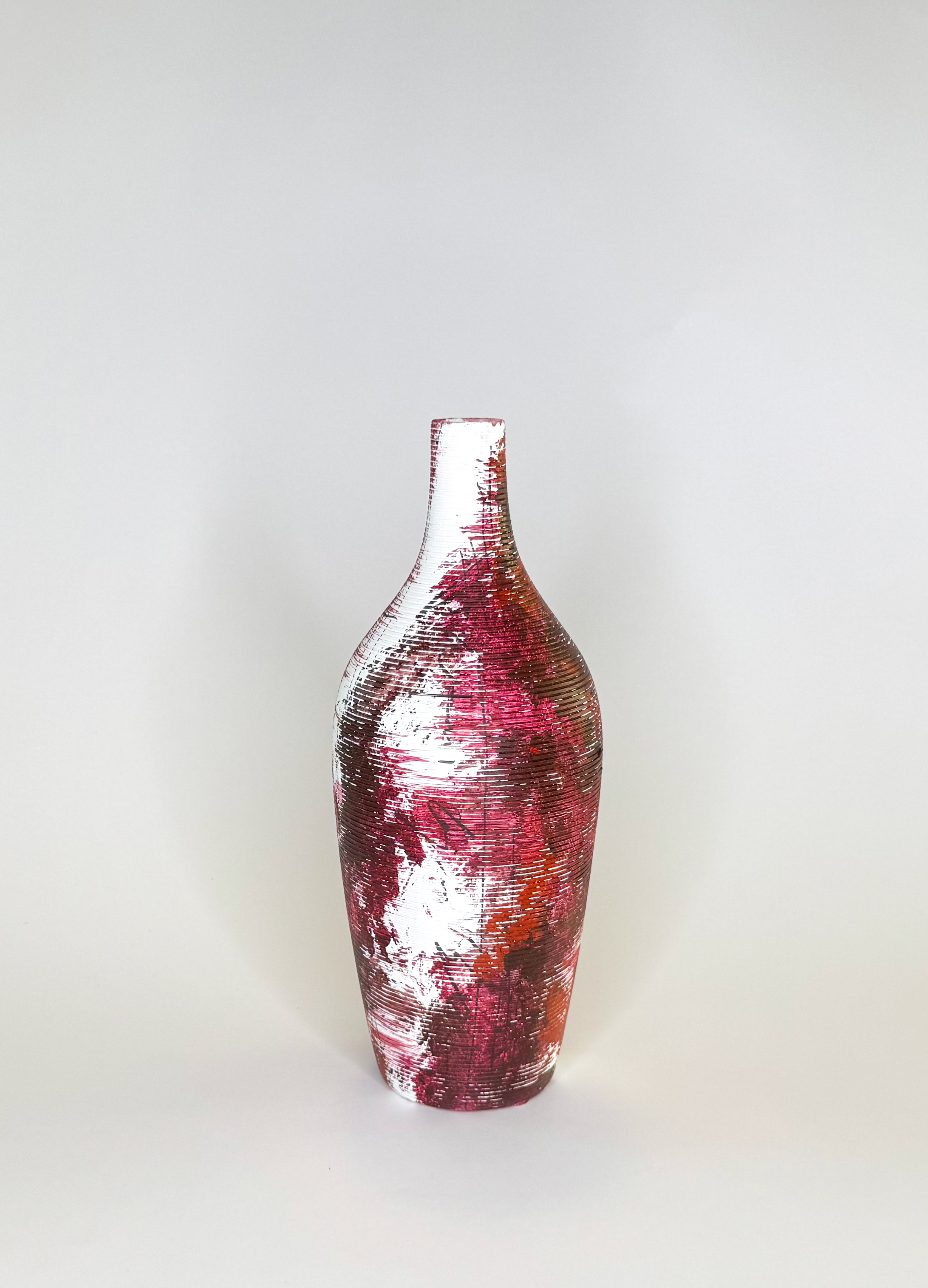 "Jarrón Rayas Rojo"