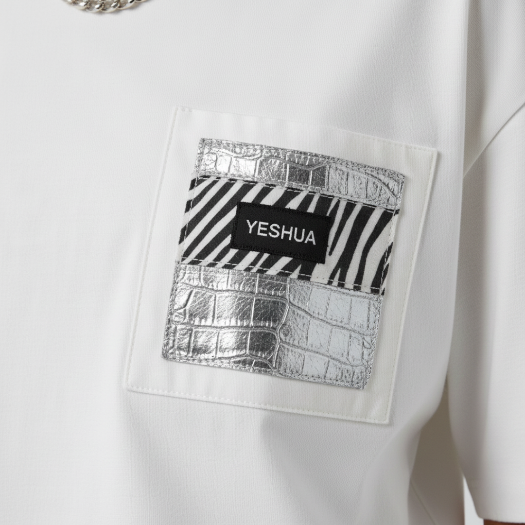 The YESHUA Silver Croc Stripe-Insert Tee