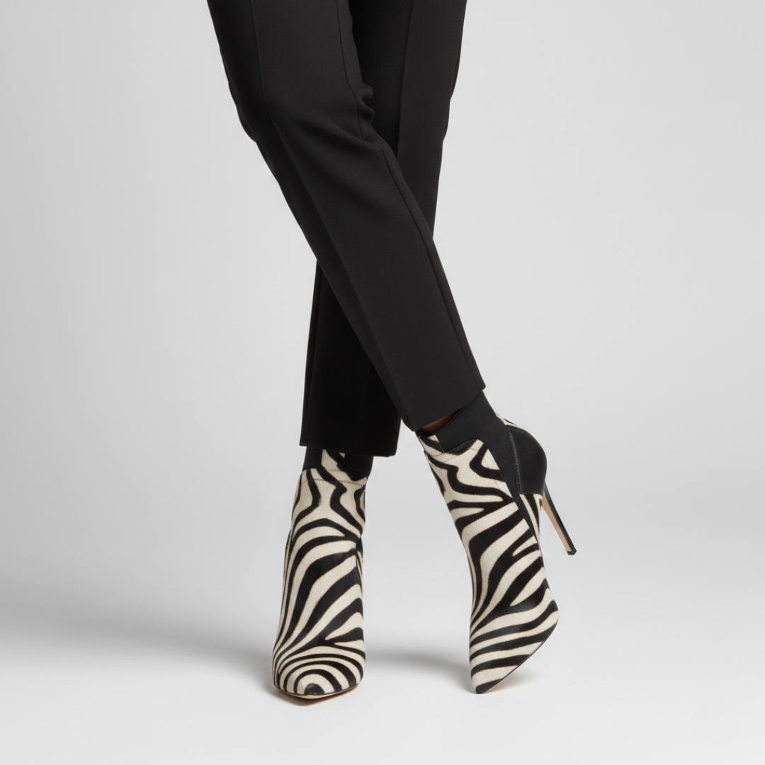 YESHUA Zebra High-Heel Sock Boot