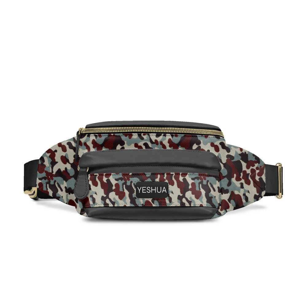 Black Crossbody Bag with Camo Print