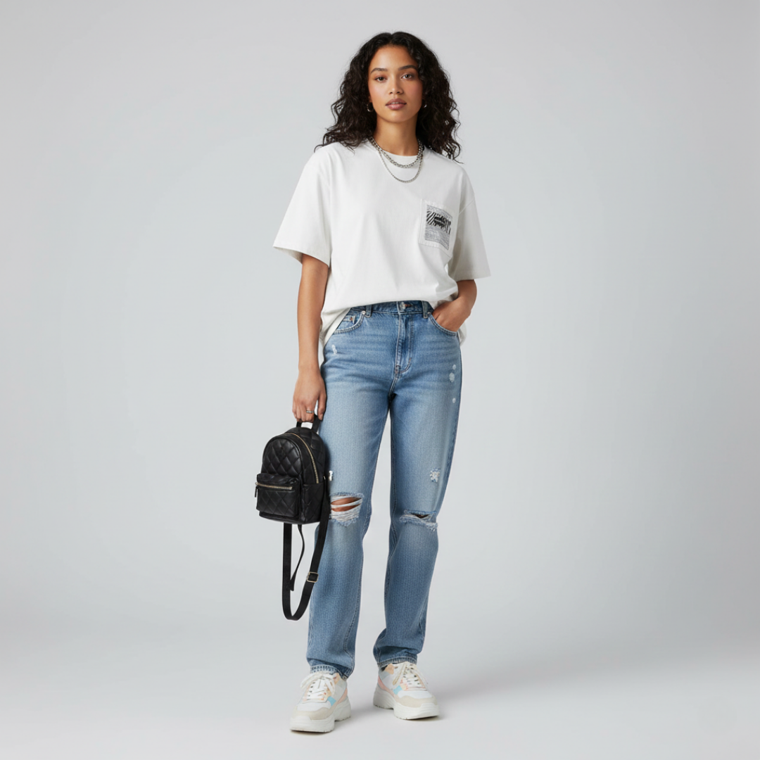 The YESHUA Silver Croc Stripe-Insert Tee