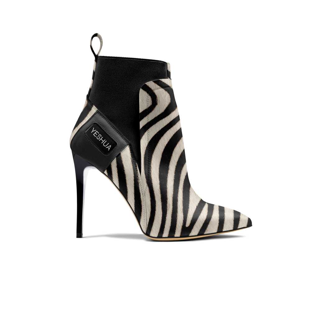 YESHUA Zebra High-Heel Sock Boot