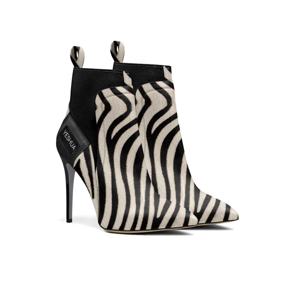 YESHUA Zebra High-Heel Sock Boot
