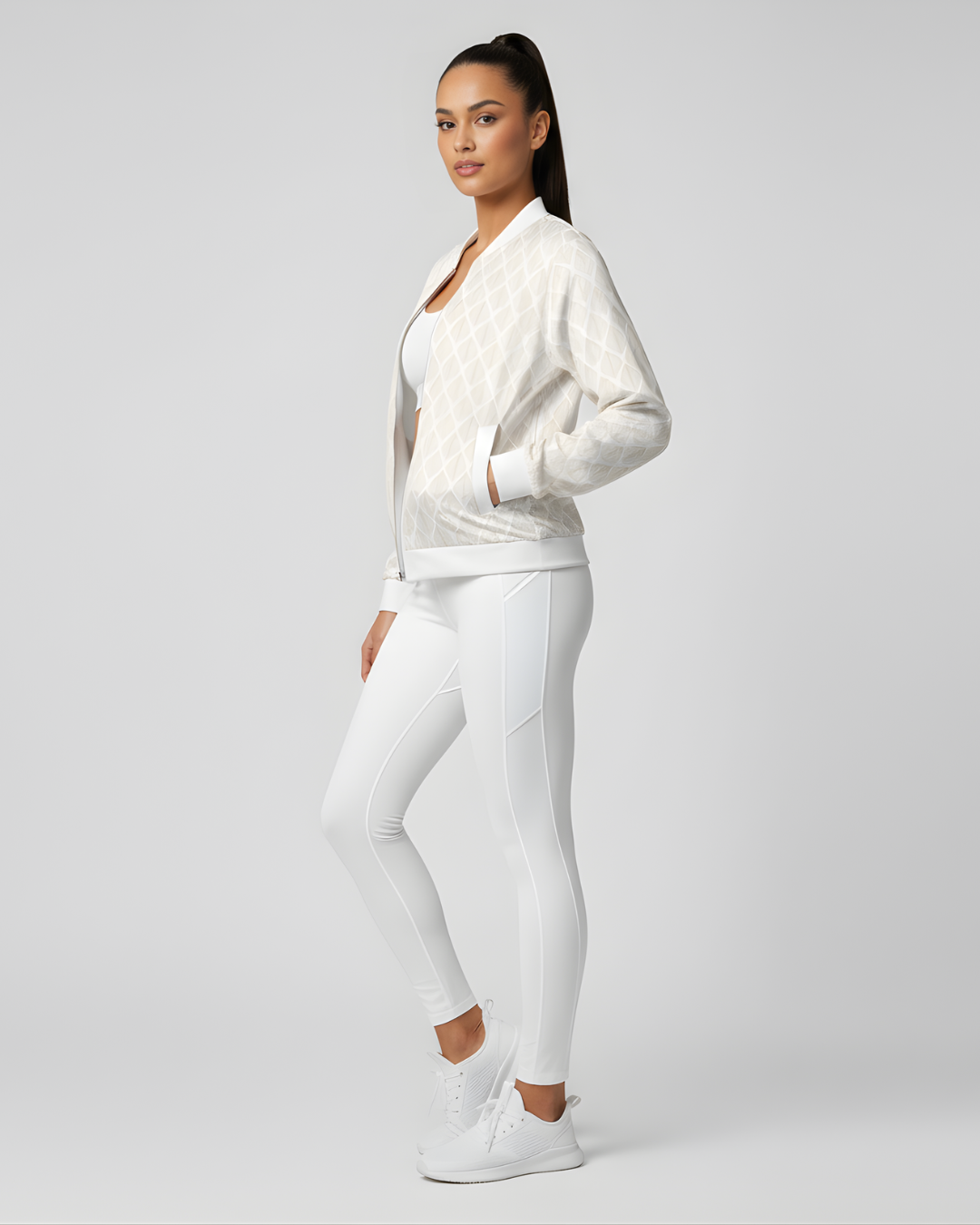 Paper Leaf Pattern Bomber Jacket