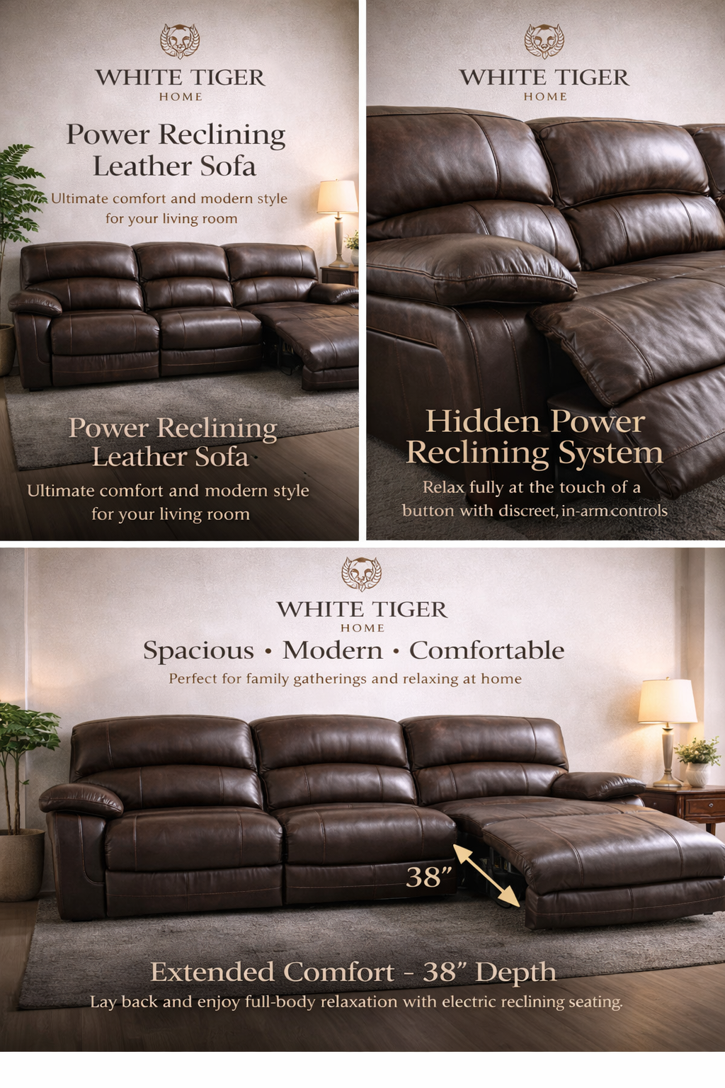 Featuring a hidden electric reclining system, this sofa allows you to relax at the touch of a button while maintaining a clean and elegant look.