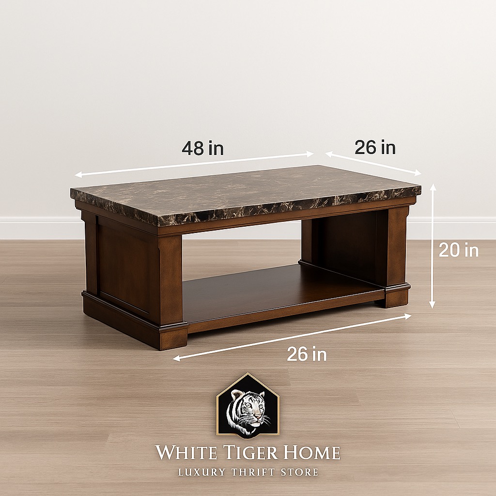 Juego de mesas de madera con mármol