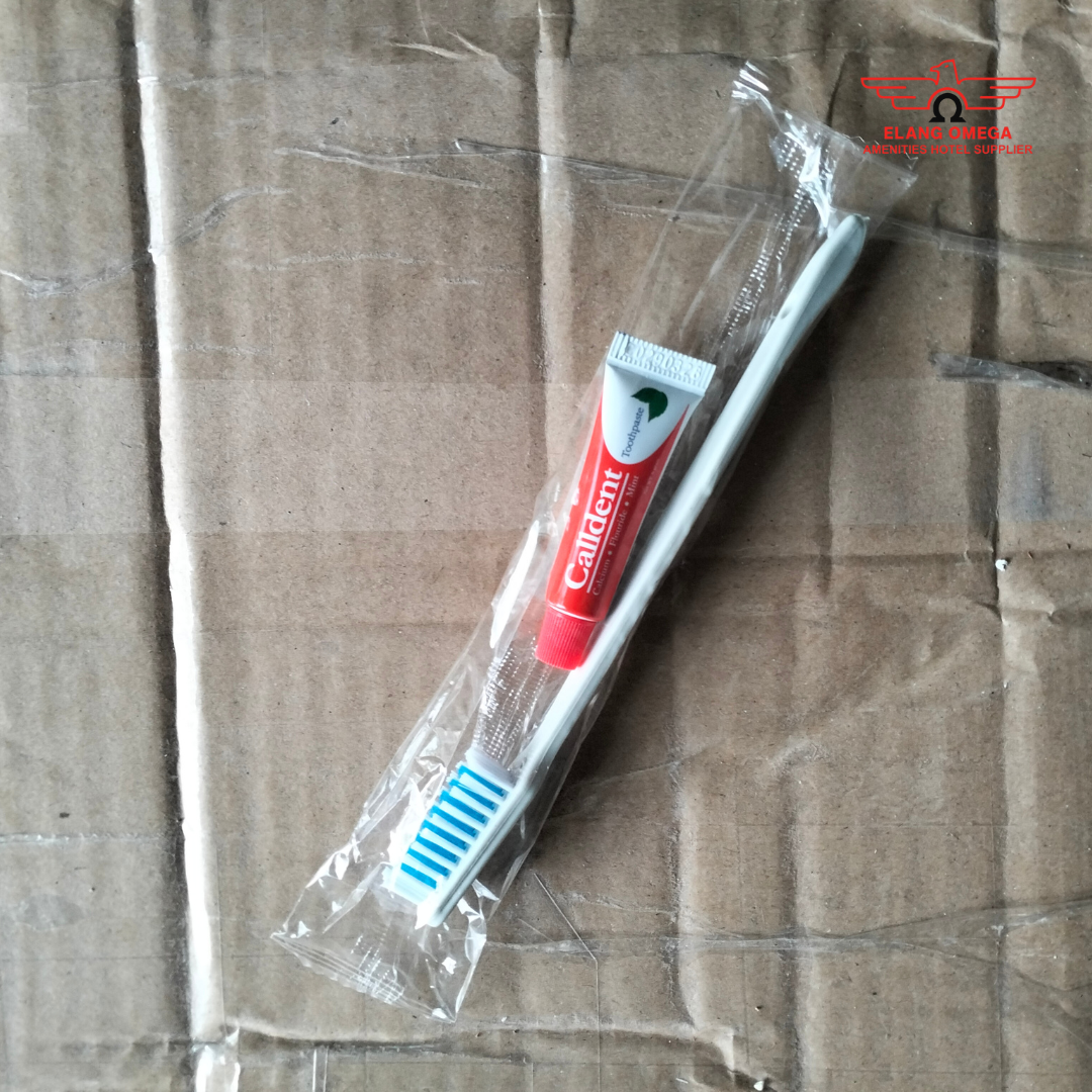 [200 pcs] Dental kit jet set putih biru + pasta 6gr plastik opp seal
