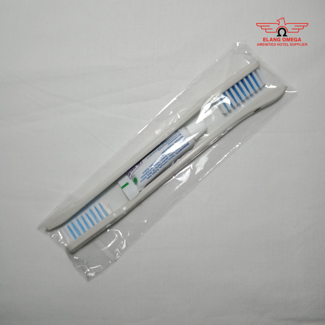 [150 pcs] Dental kit 2 sikat Jet putih biru +pasta 6gr plastik opp seal