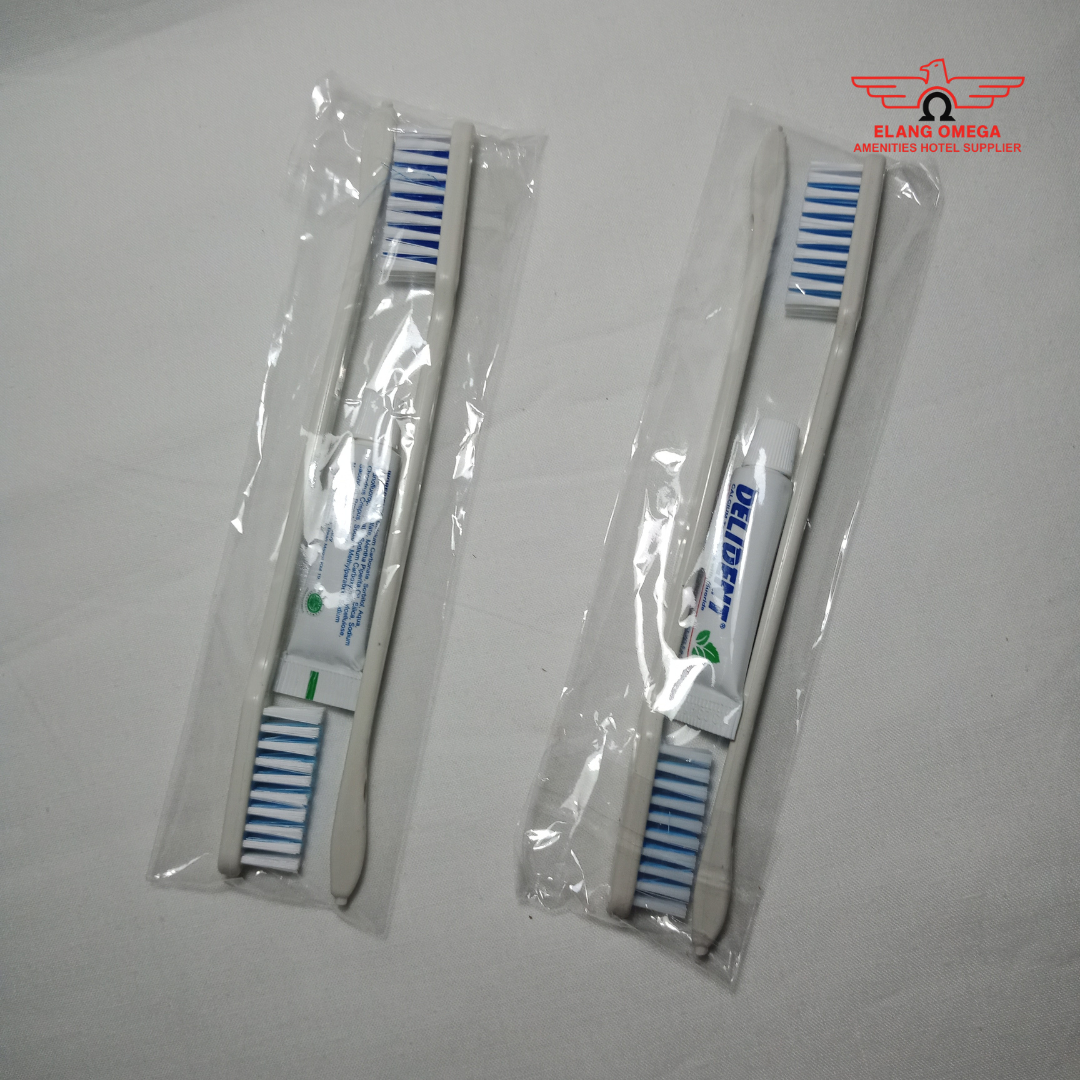 [150 pcs] Dental kit 2 sikat Jet putih biru +pasta 6gr plastik opp seal