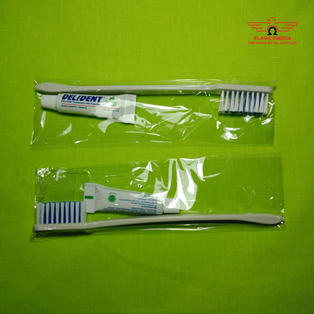 [200 pcs] Dental kit jet set putih biru + pasta 6gr plastik opp seal