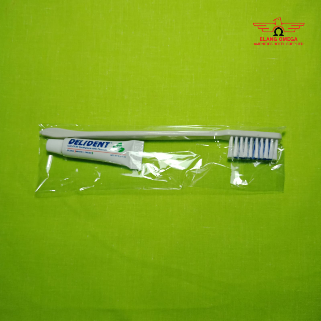 [200 pcs] Dental kit jet set putih biru + pasta 6gr plastik opp seal