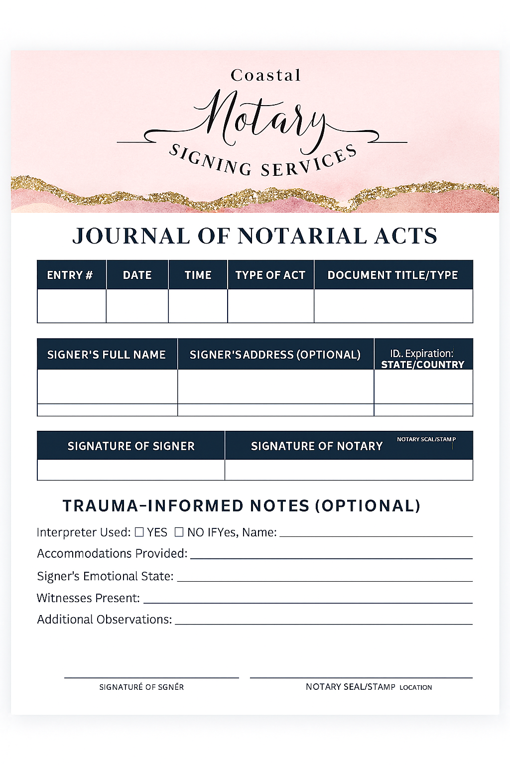 Notary Signing Services Journal