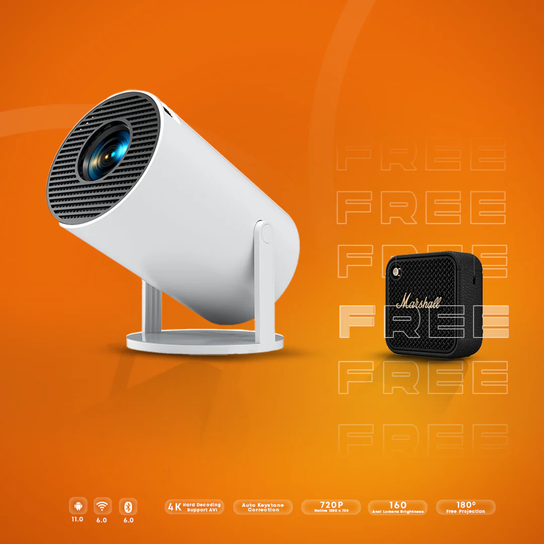 Smart Android Projector with HDMI, Wifi, Jiostar, Netflix, Youtube, built speaker