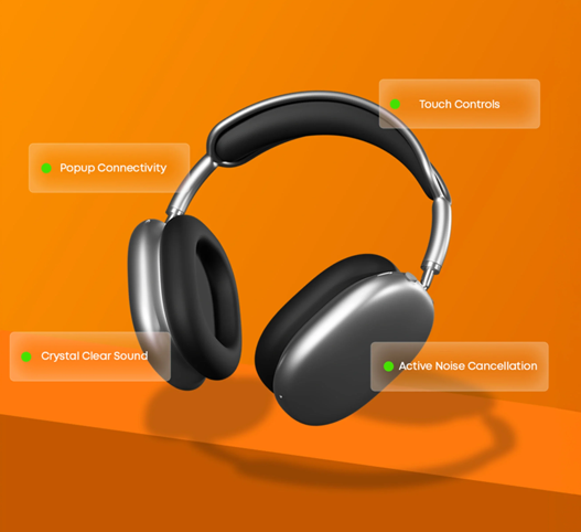 Smart ANC Headphones – Crystal Clear Sound & Touch Control