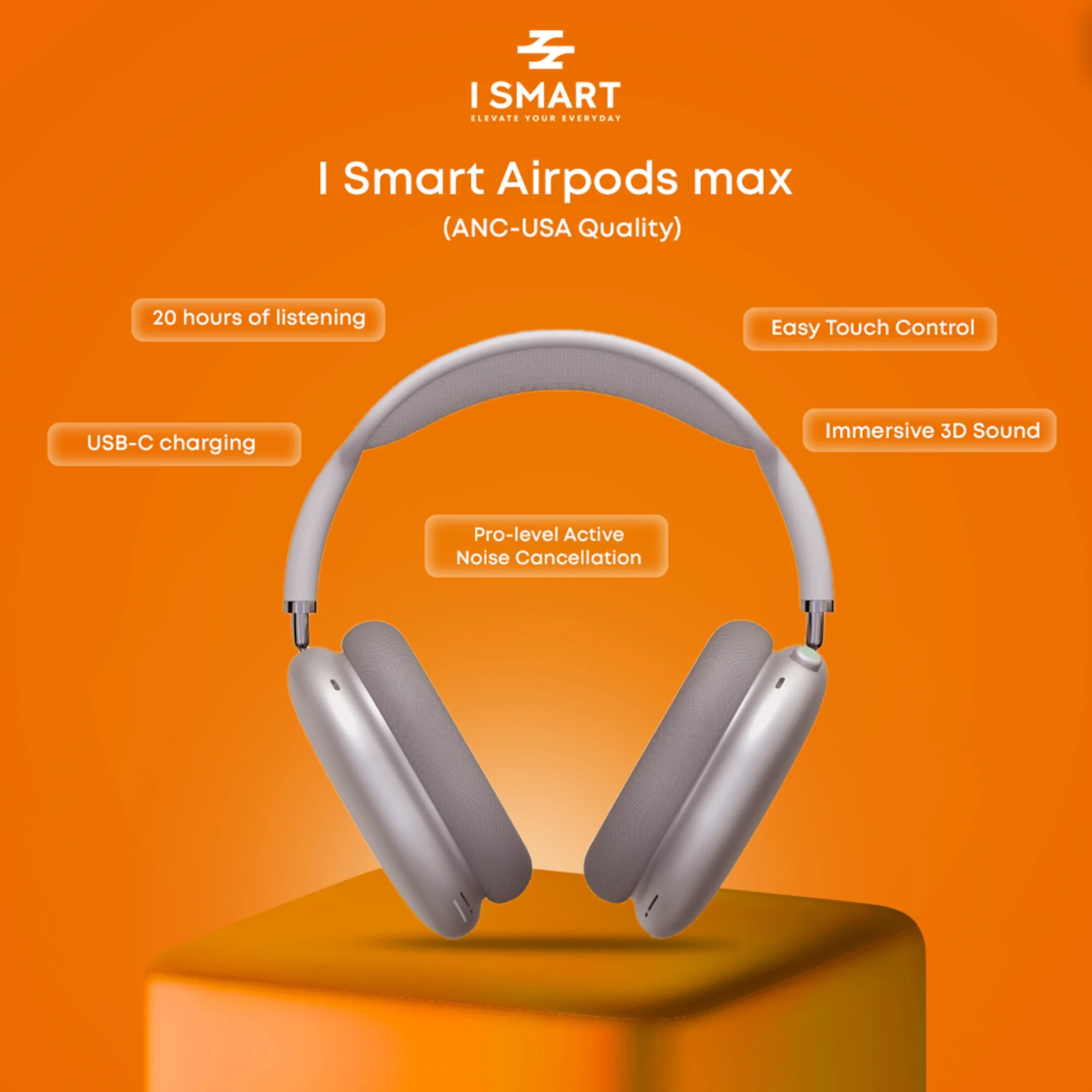 Smart ANC Headphones – Crystal Clear Sound & Touch Control